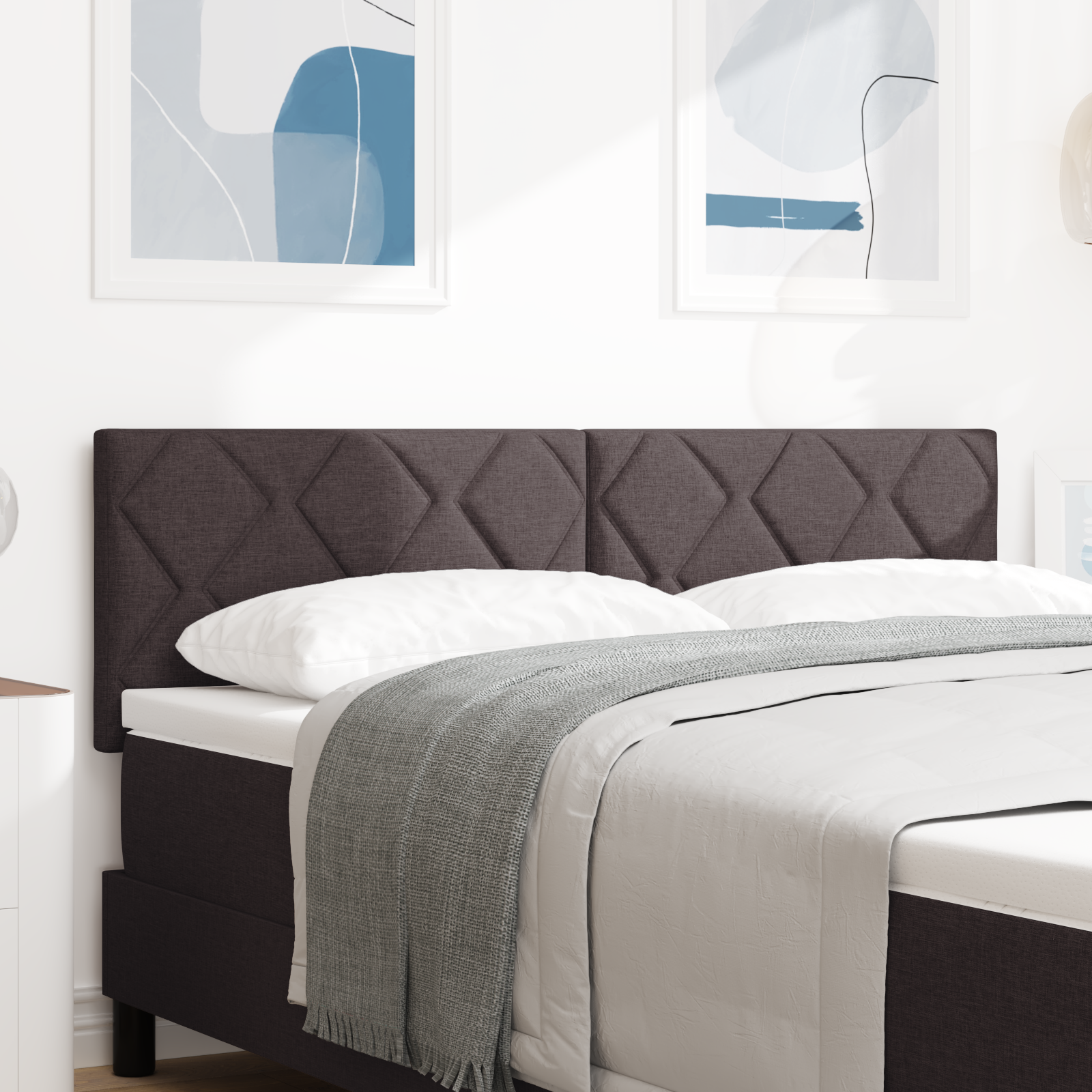 Cap de pat LED vidaXL cu design blocuri în diamant maro închis 160 cm țesătură Cap de pat LED vidaXL cu design blocuri în diamant maro închis 160 cm țesătură