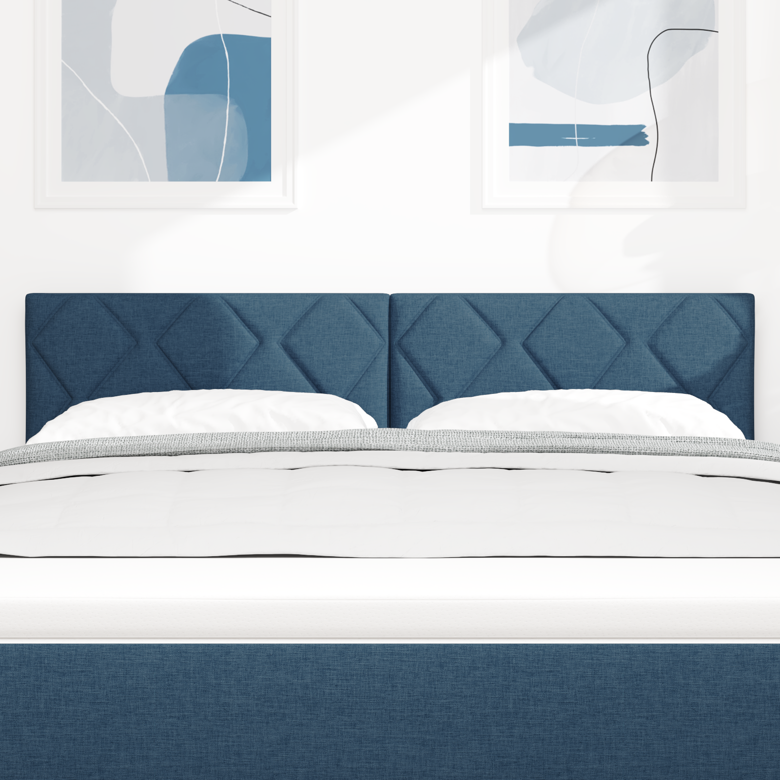 Suport de Cap LED vidaXL cu design blocuri diamantate Albastru 160 cm Țesătură Suport de Cap LED vidaXL cu design blocuri diamantate Albastru 160 cm Țesătură