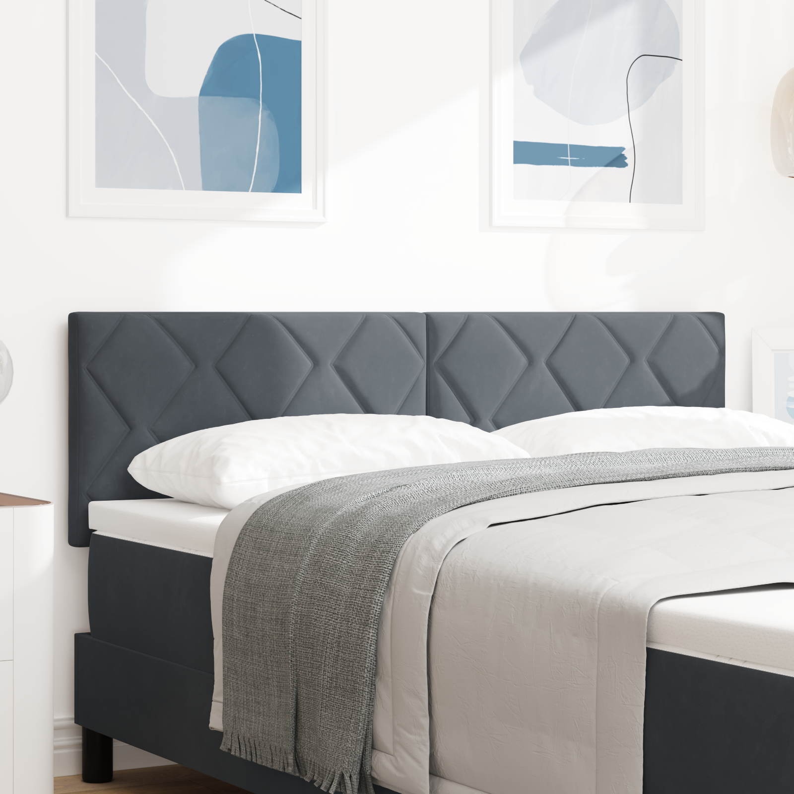 vidaXL Tăblie LED cu lumini cu bandă LED Gri închis 160 cm Catifea