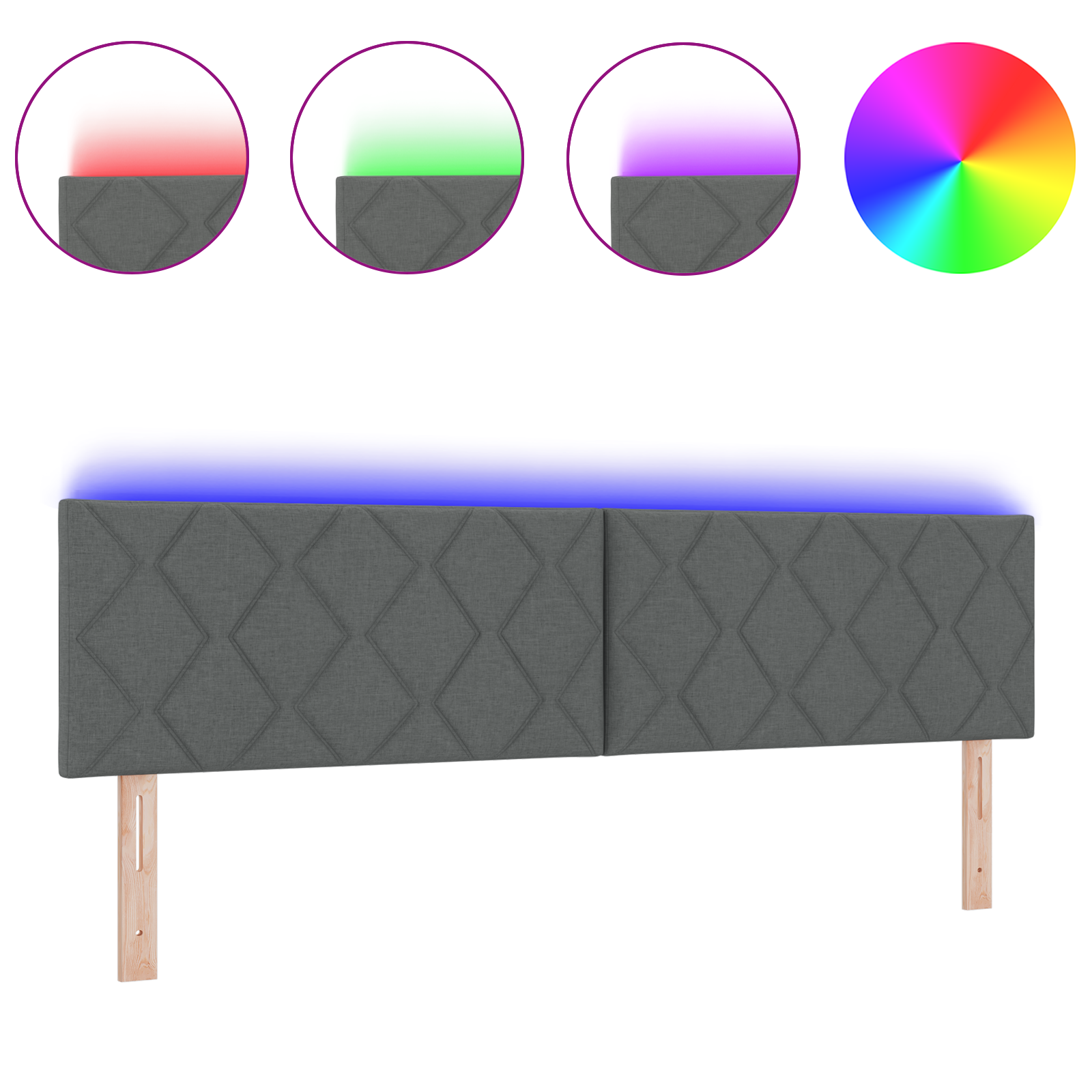 vidaXL Cap de Pat LED Design Blocuri în Diamant Gri Întunecat 180 cm Țesătură vidaXL Cap de Pat LED Design Blocuri în Diamant Gri Întunecat 180 cm Țesătură