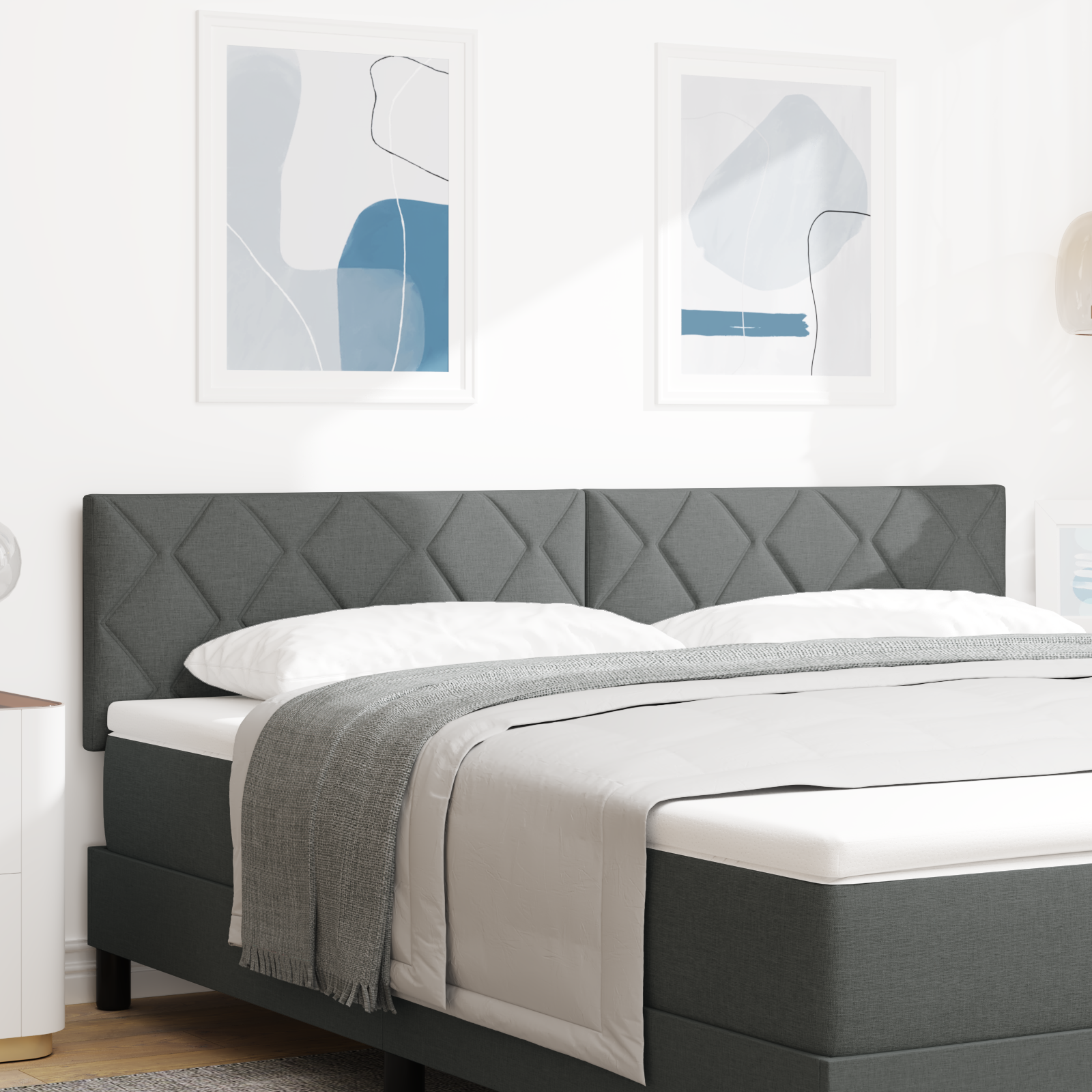 vidaXL Cap de Pat LED Design Blocuri în Diamant Gri Întunecat 180 cm Țesătură vidaXL Cap de Pat LED Design Blocuri în Diamant Gri Întunecat 180 cm Țesătură