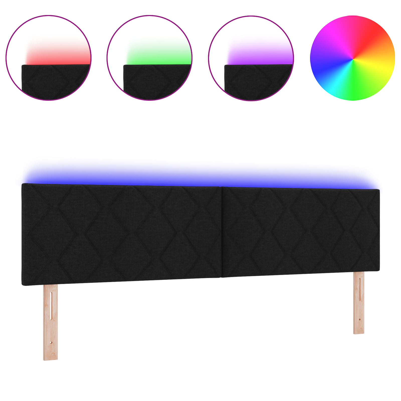 Cap de pat LED vidaXL Design cu blocuri de diamant Negru 180 cm Țesătură Cap de pat LED vidaXL Design cu blocuri de diamant Negru 180 cm Țesătură