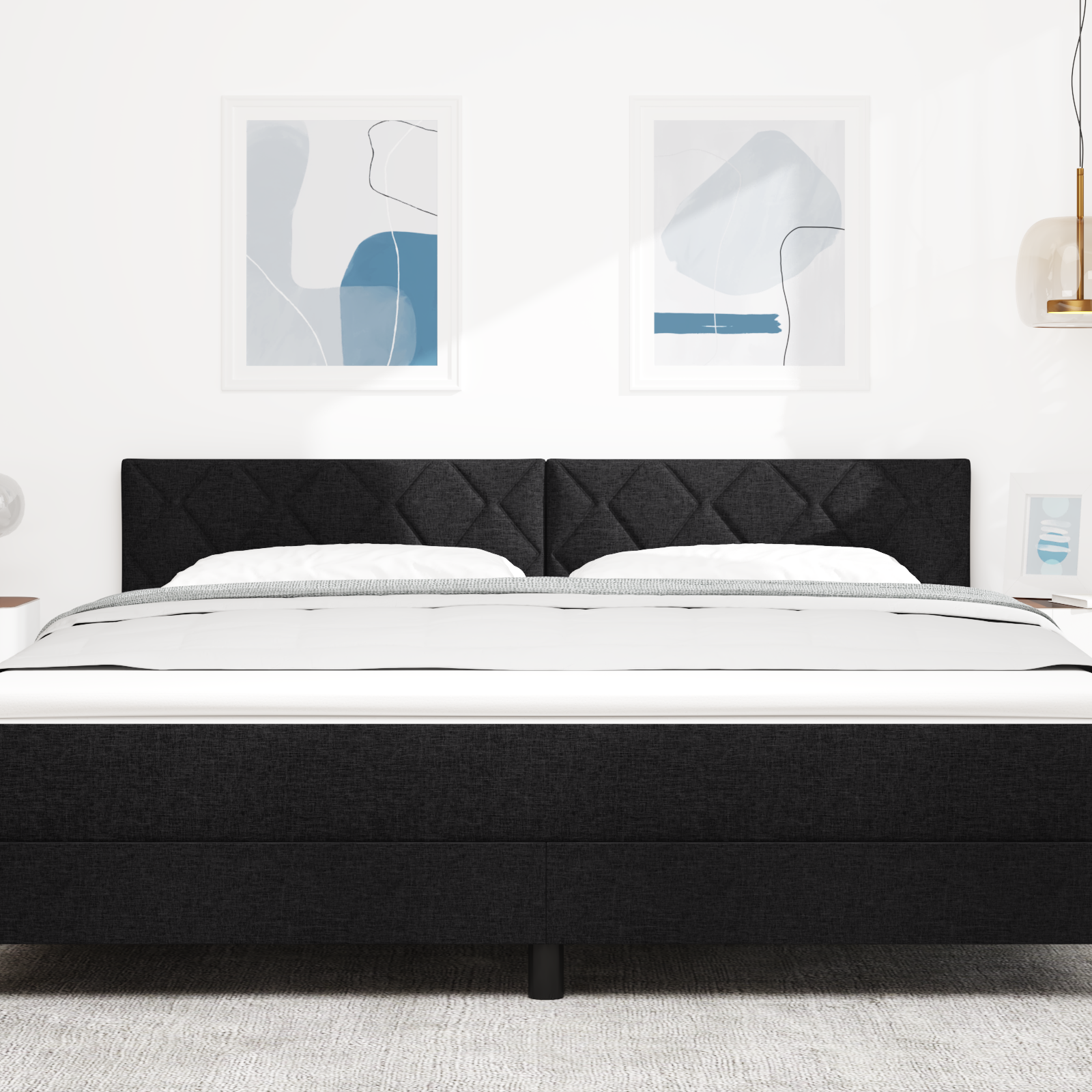 Cap de pat LED vidaXL Design cu blocuri de diamant Negru 180 cm Țesătură Cap de pat LED vidaXL Design cu blocuri de diamant Negru 180 cm Țesătură