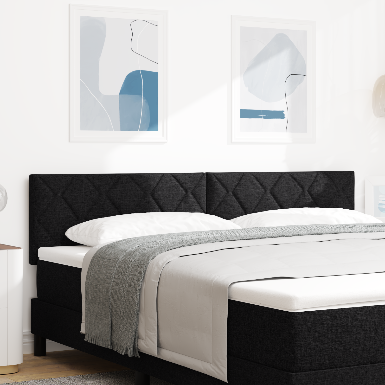 Cap de pat LED vidaXL Design cu blocuri de diamant Negru 180 cm Țesătură Cap de pat LED vidaXL Design cu blocuri de diamant Negru 180 cm Țesătură