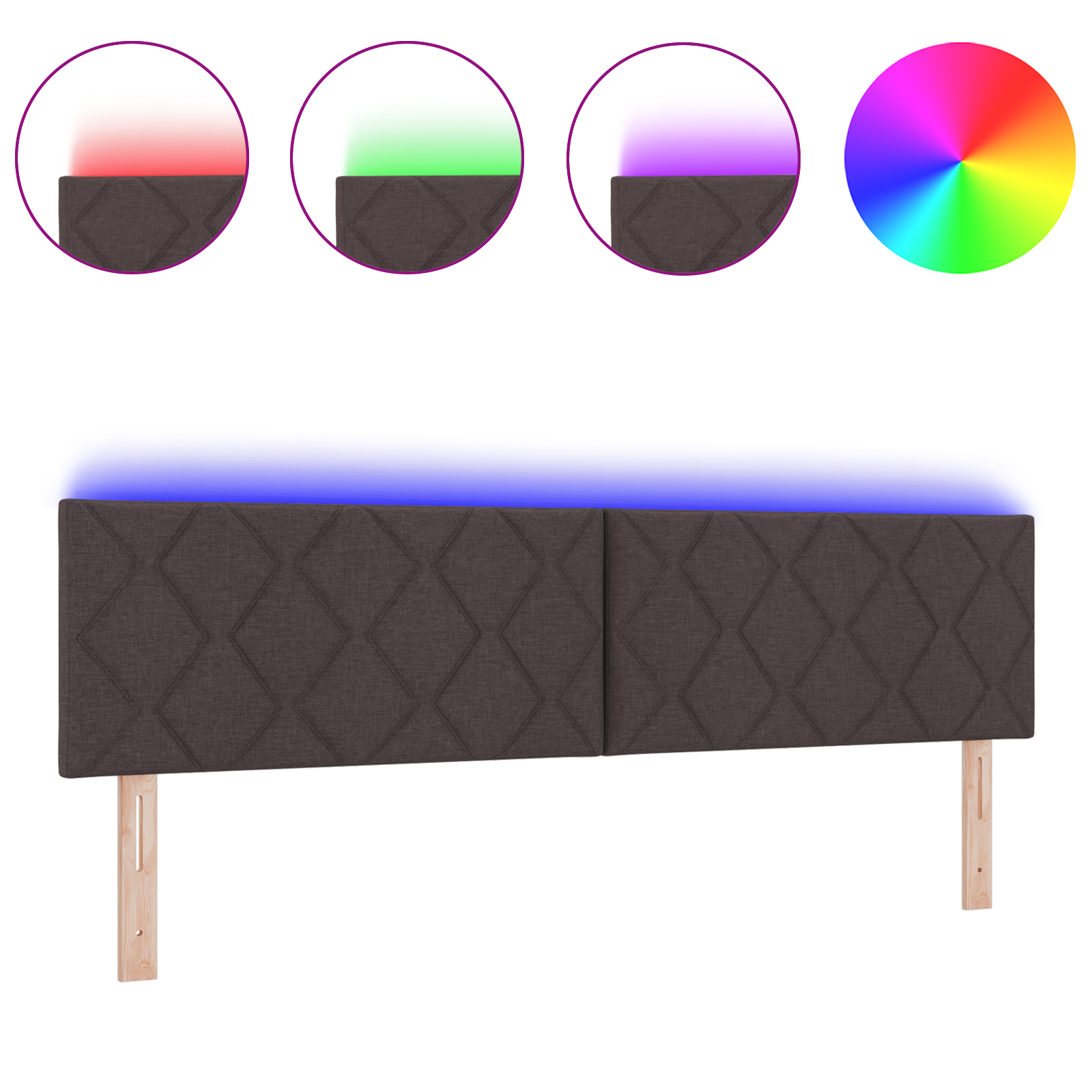 Cap de pat LED vidaXL cu design blocuri diamant maron închis 180 cm țesătură Cap de pat LED vidaXL cu design blocuri diamant maron închis 180 cm țesătură