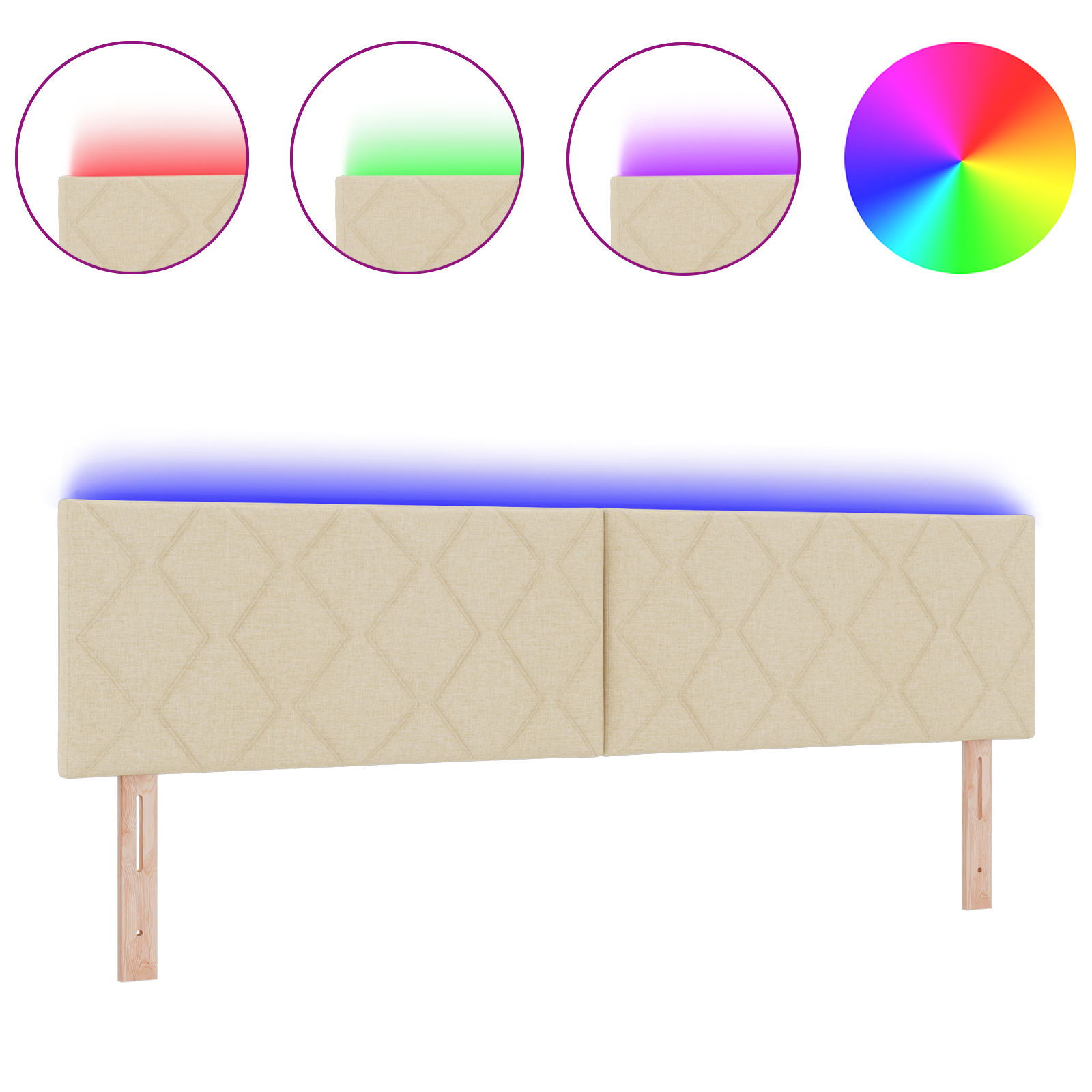 Cap de Pat LED vidaXL Design Geometric Crem 180 cm Țesătură Cap de Pat LED vidaXL Design Geometric Crem 180 cm Țesătură