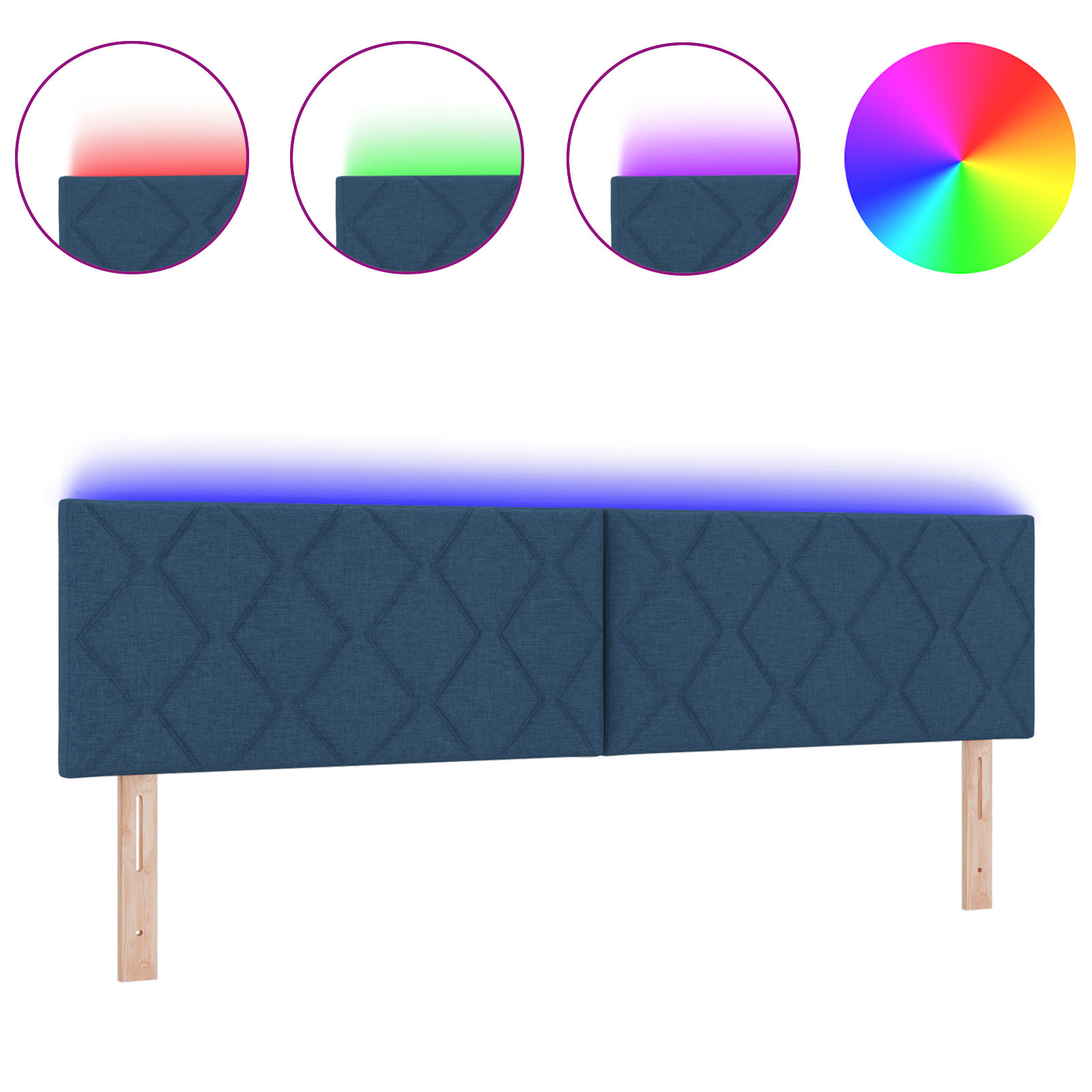 Tăblie LED vidaXL Design cu Blocuri Diamantate Albastru 180 cm Țesătură Tăblie LED vidaXL Design cu Blocuri Diamantate Albastru 180 cm Țesătură