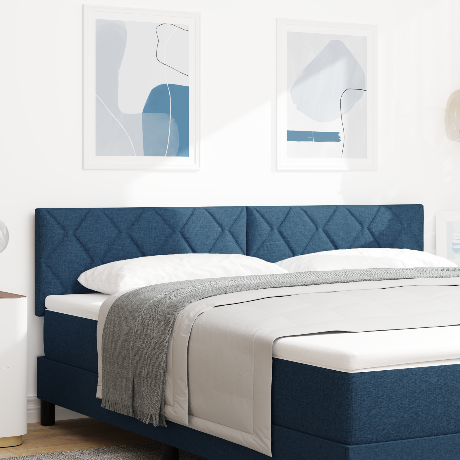 Tăblie LED vidaXL Design cu Blocuri Diamantate Albastru 180 cm Țesătură Tăblie LED vidaXL Design cu Blocuri Diamantate Albastru 180 cm Țesătură