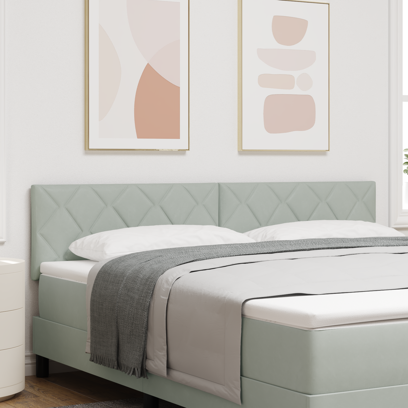 vidaXL Tăblie LED cu lumini cu bandă LED Gri deschis 180 cm Catifea