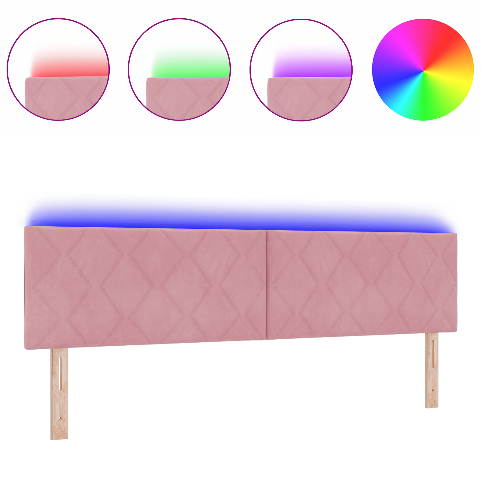 vidaXL Cap de pat LED cu design de blocuri diamantate, roz, de 180 cm vidaXL Cap de pat LED cu design de blocuri diamantate, roz, de 180 cm