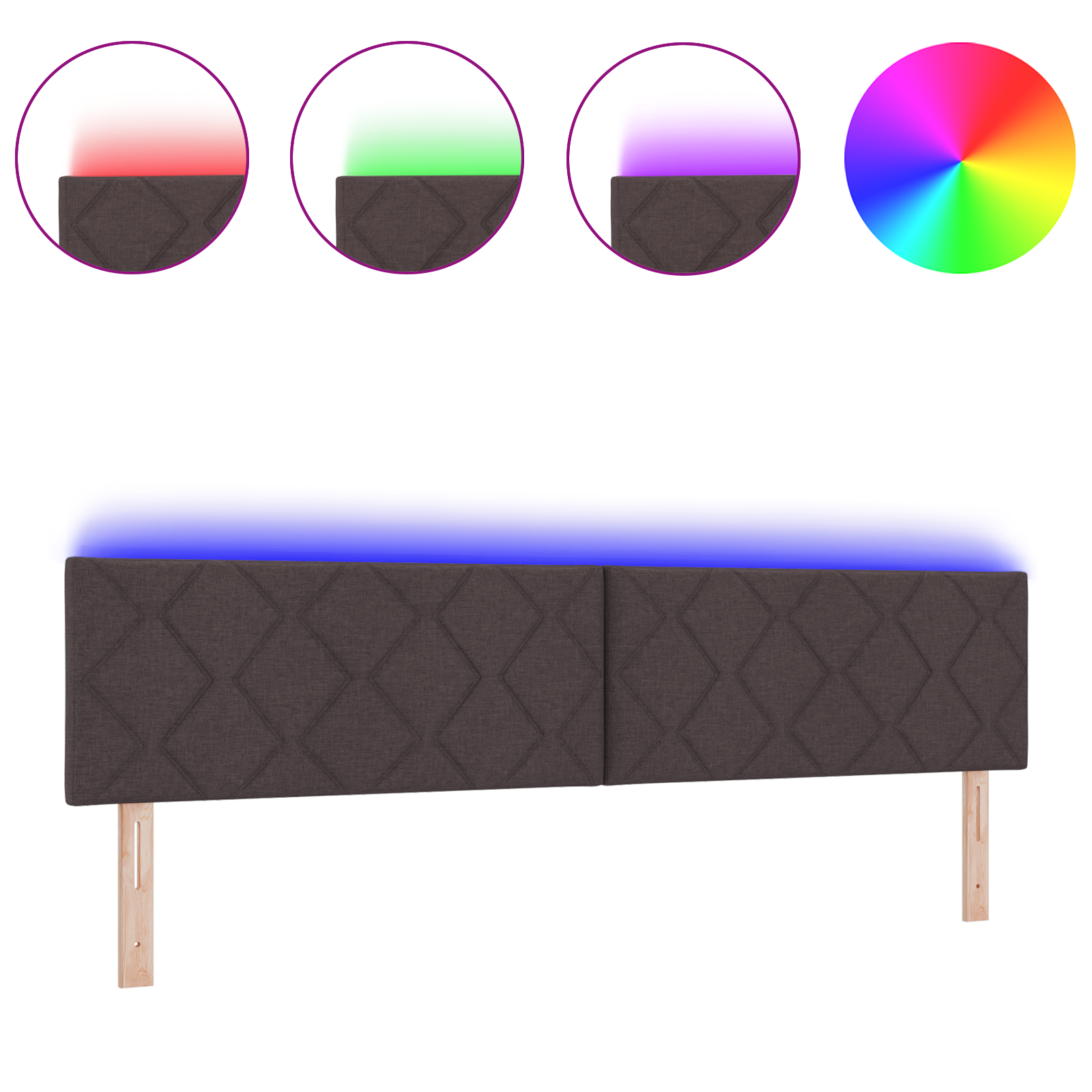 vidaXL Cap Futon LED Set de 2 Maro închis Țesătură 200 cm Modern vidaXL Cap Futon LED Set de 2 Maro închis Țesătură 200 cm Modern