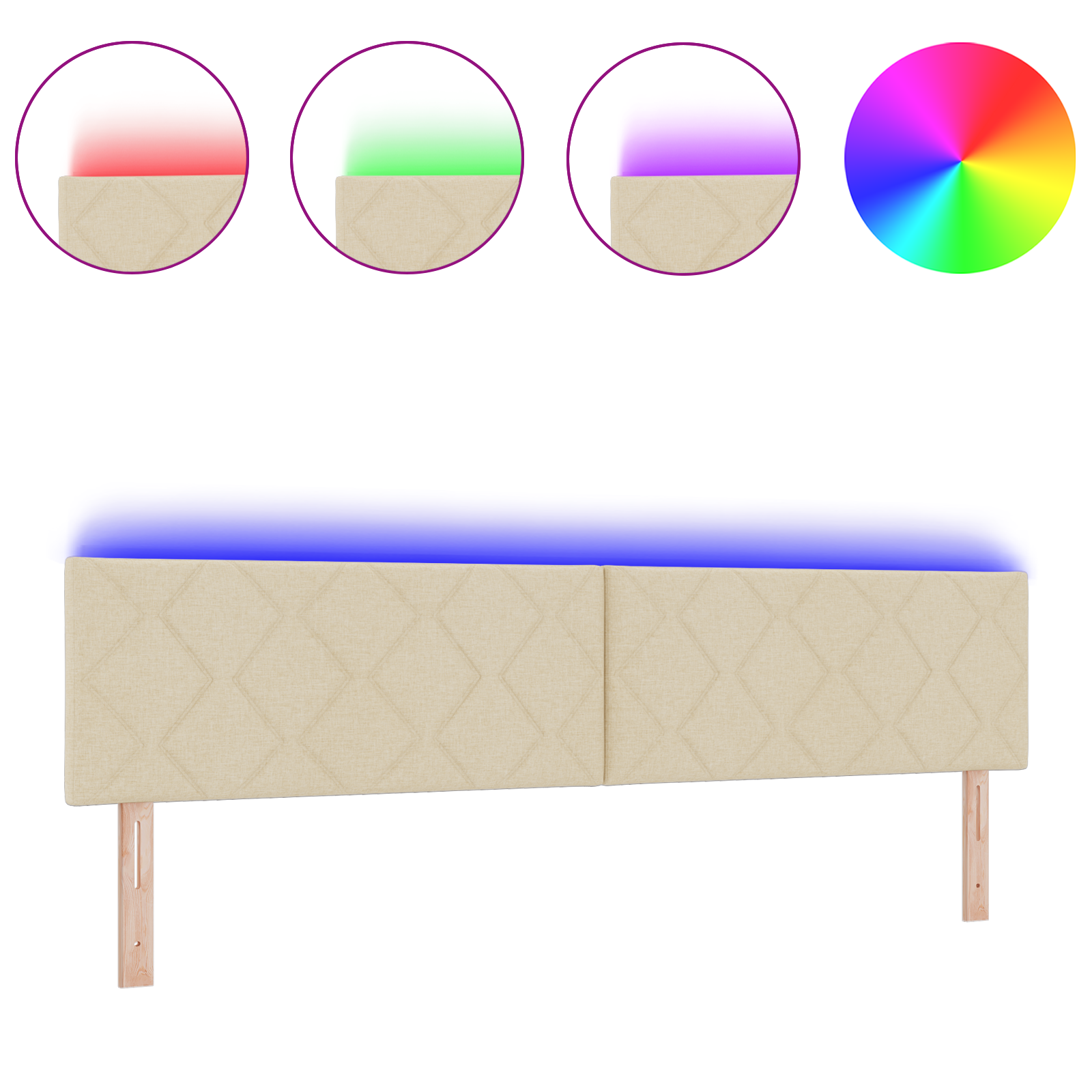 Cap headboard LED vidaXL Design blocuri de diamant Crem 200 cm Țesătură Cap headboard LED vidaXL Design blocuri de diamant Crem 200 cm Țesătură