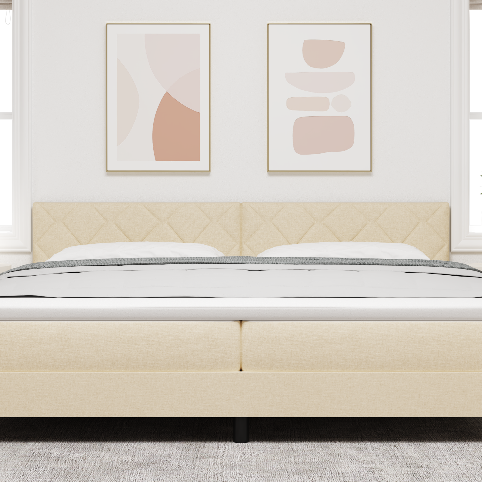 Cap headboard LED vidaXL Design blocuri de diamant Crem 200 cm Țesătură Cap headboard LED vidaXL Design blocuri de diamant Crem 200 cm Țesătură
