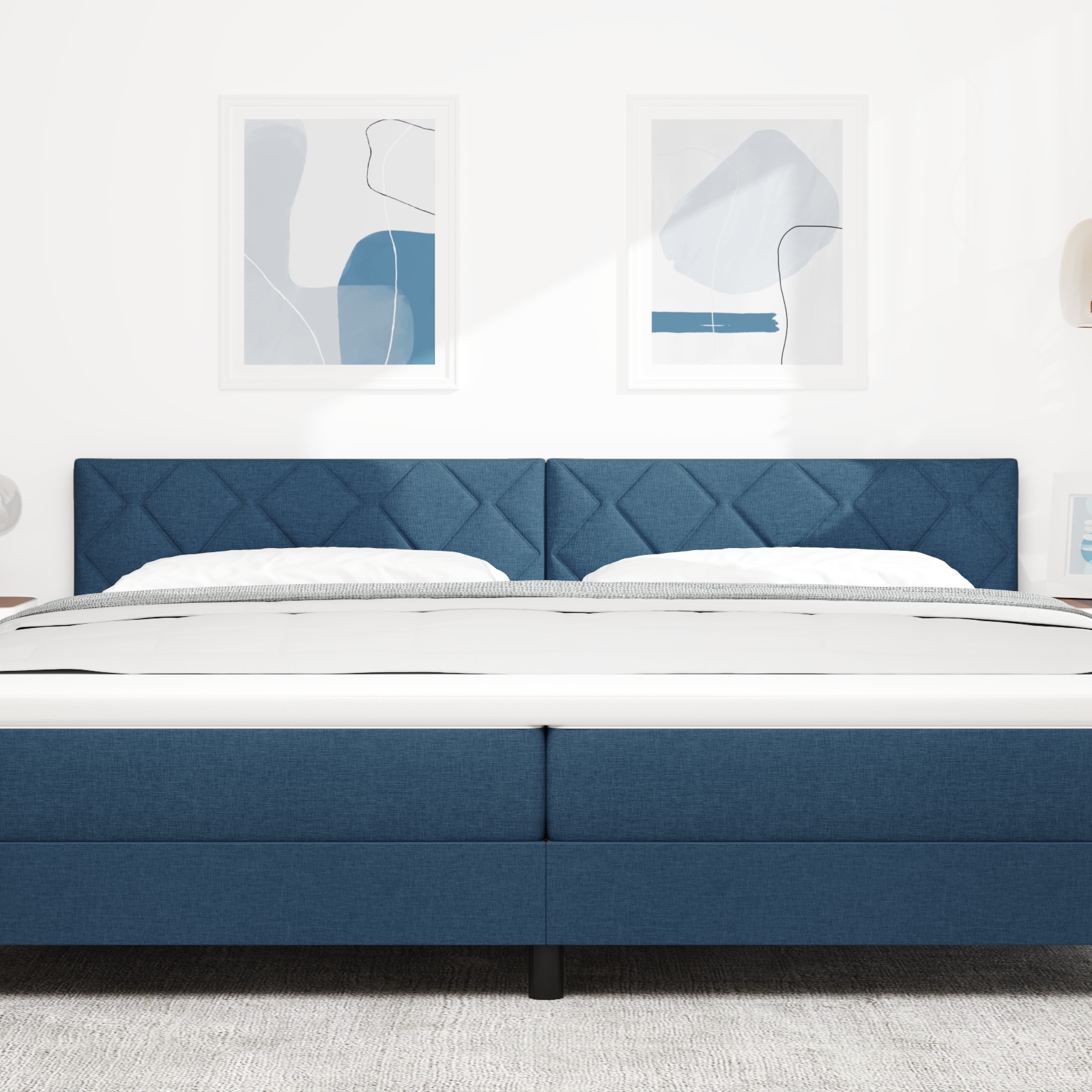 LED vidaXL Tăblie Design Blocuri de Diamante Albastru 200 cm Țesătură LED vidaXL Tăblie Design Blocuri de Diamante Albastru 200 cm Țesătură
