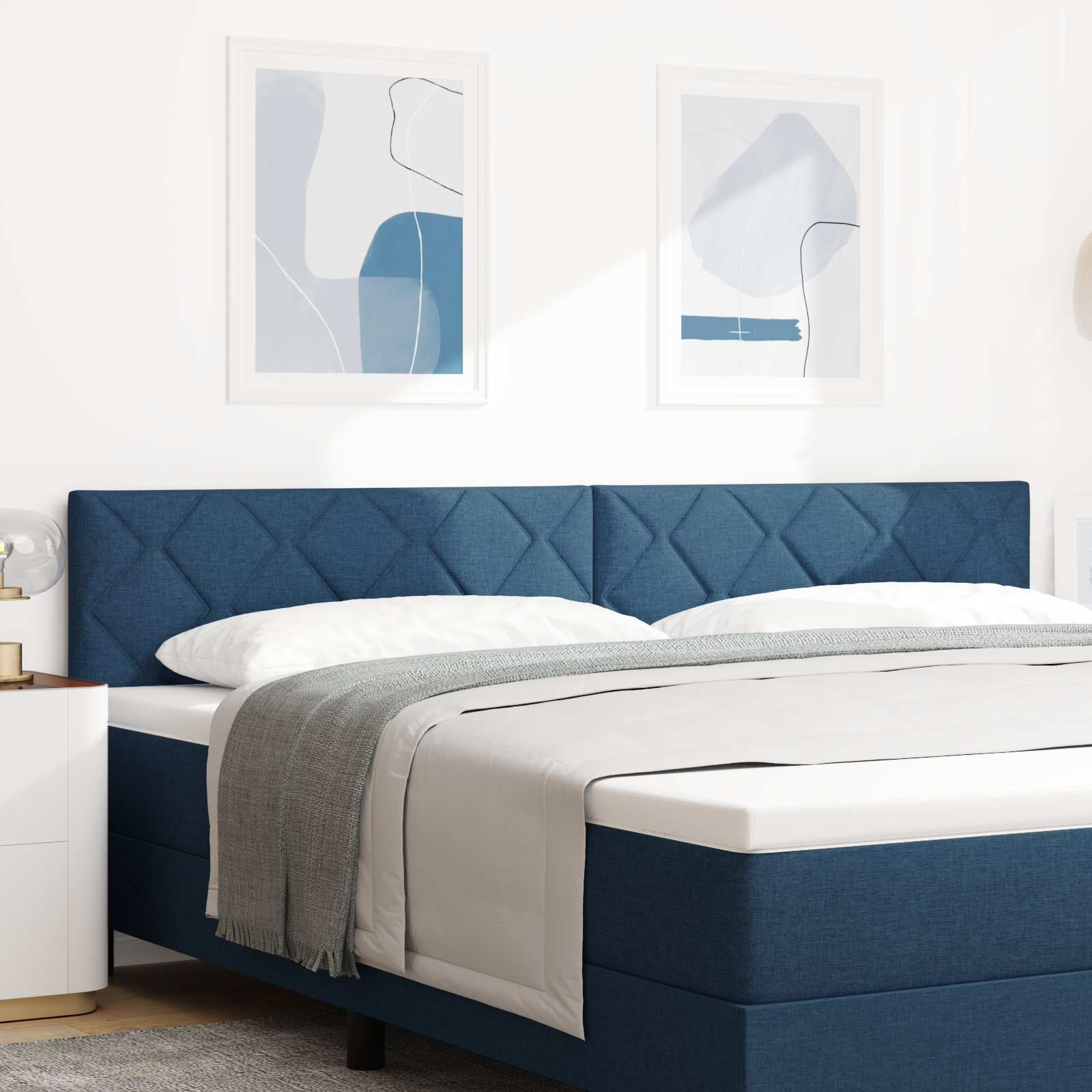 LED vidaXL Tăblie Design Blocuri de Diamante Albastru 200 cm Țesătură LED vidaXL Tăblie Design Blocuri de Diamante Albastru 200 cm Țesătură