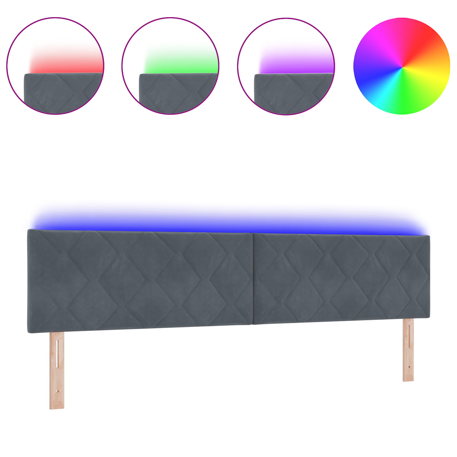 vidaXL Tăblie LED cu lumini cu bandă LED Gri închis 200 cm Catifea