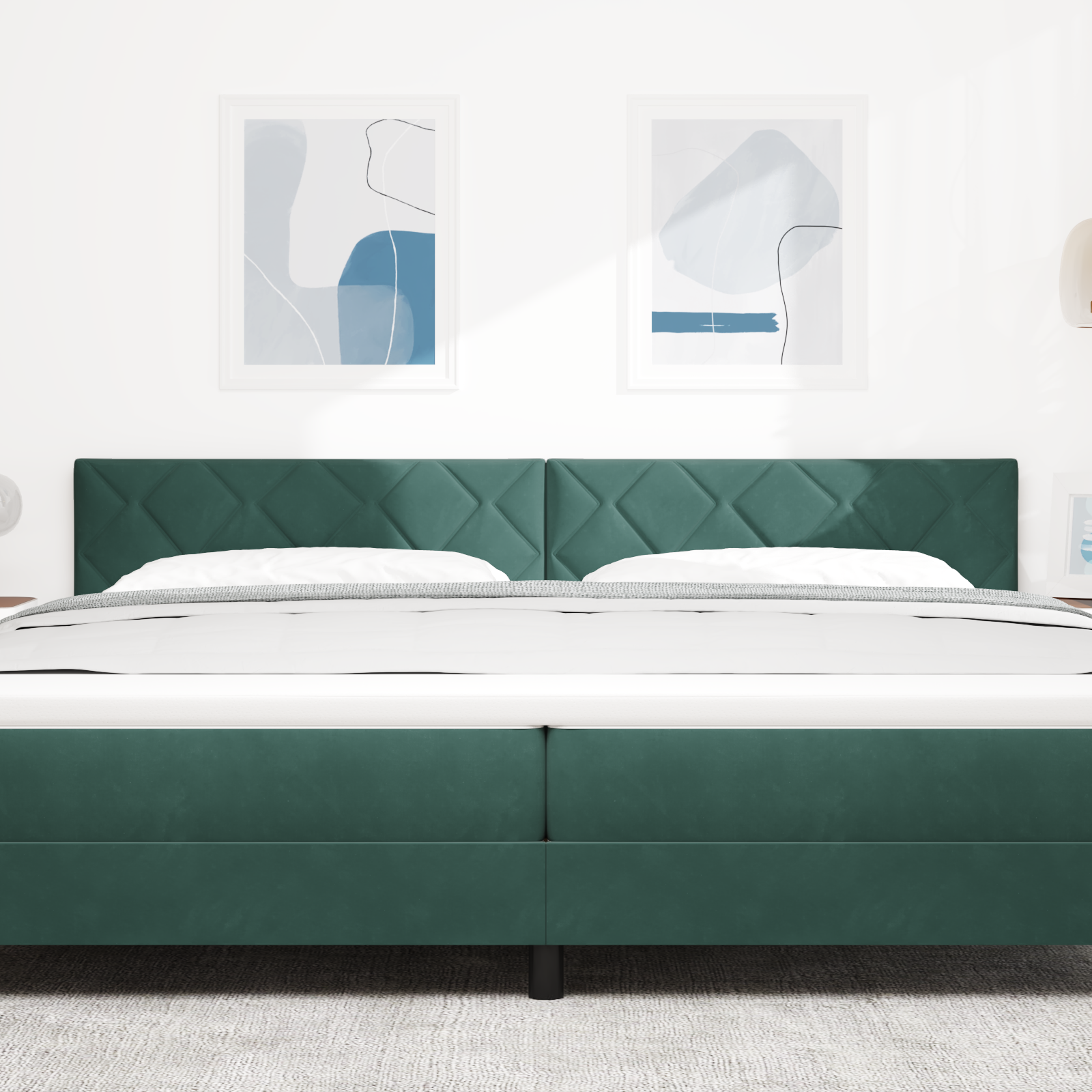 vidaXL Cap de pat LED design cu blocuri de diamante, verde închis, 200 cm din catifea vidaXL Cap de pat LED design cu blocuri de diamante, verde închis, 200 cm din catifea