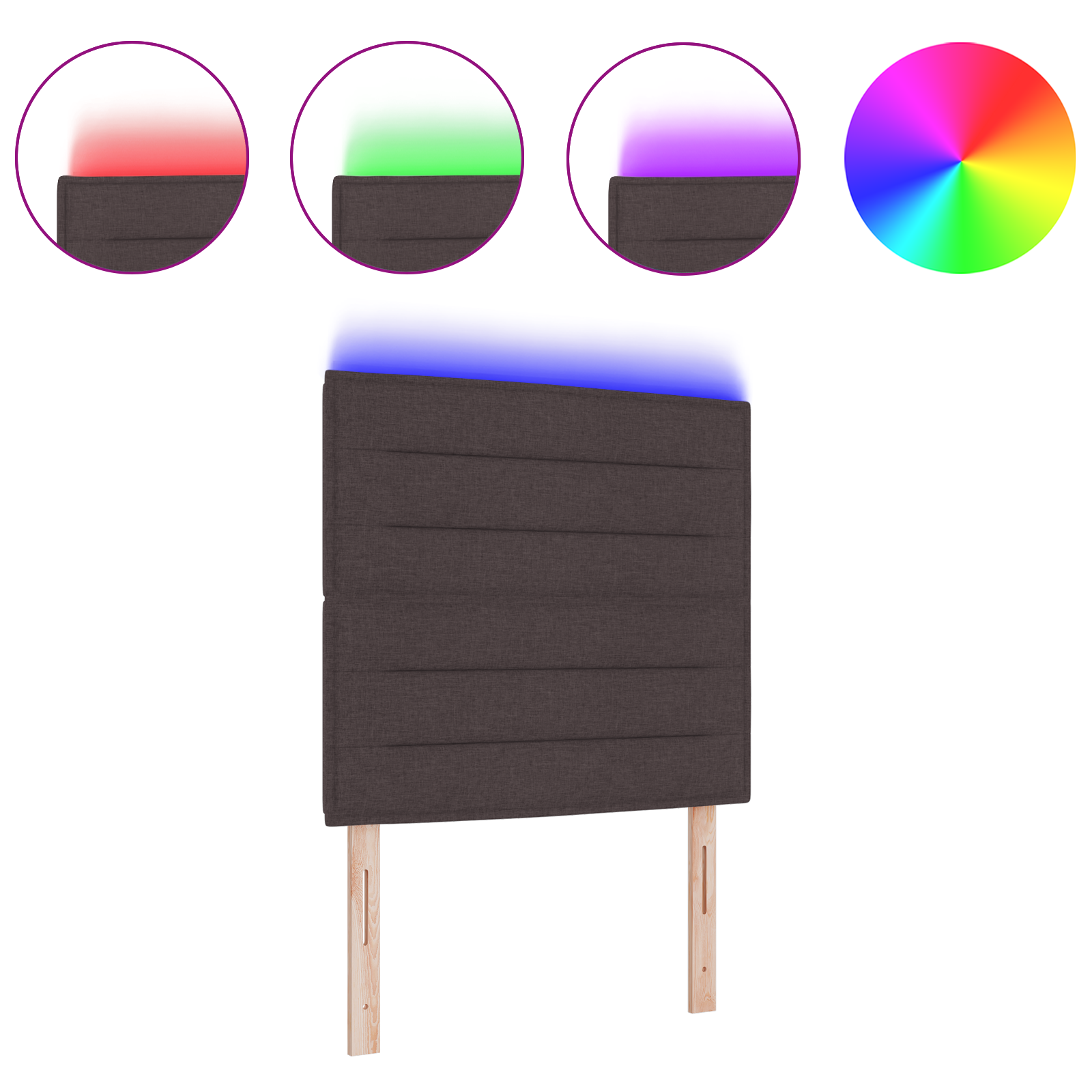 vidaXL Tăblie LED cu lumini cu bandă LED Maro închis 90 cm țesătură