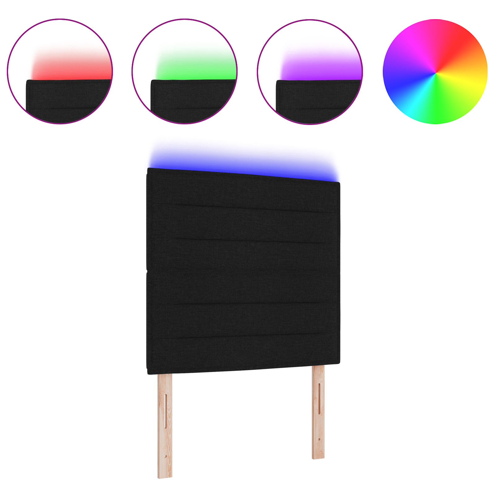 vidaXL Tăblie LED cu lumini cu bandă LED Manual Negru 100 cm țesătură