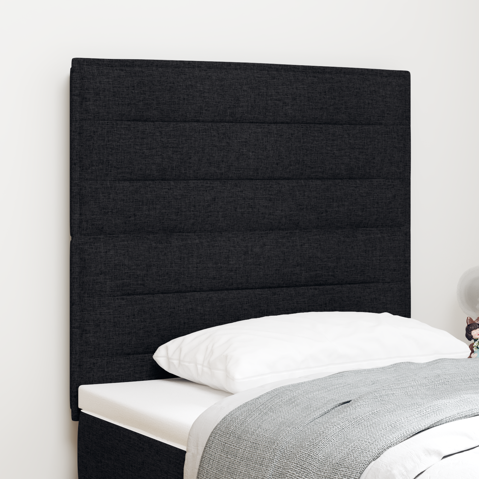 vidaXL Tăblie LED cu lumini cu bandă LED Manual Negru 100 cm țesătură