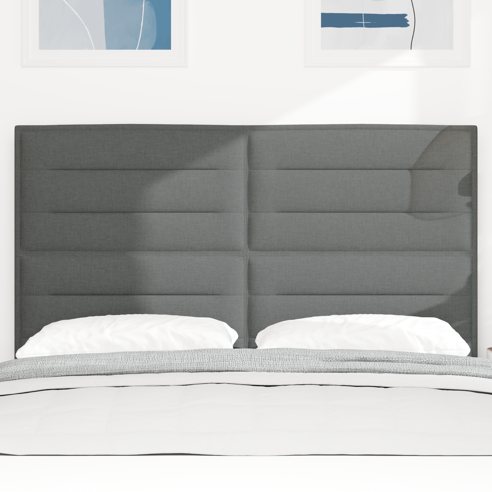 vidaXL Cap de pat LED Design Linii Gri închis 80 cm Țesătură