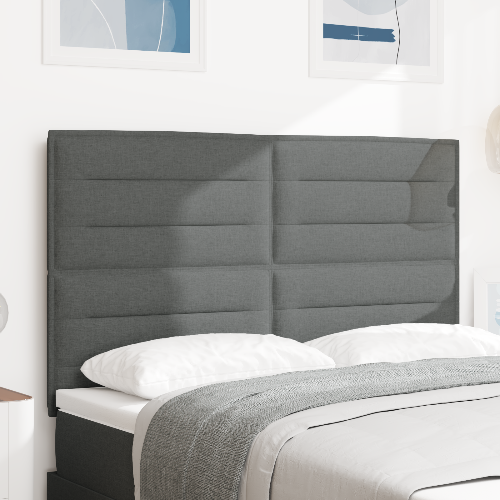 vidaXL Cap de pat LED Design Linii Gri închis 80 cm Țesătură
