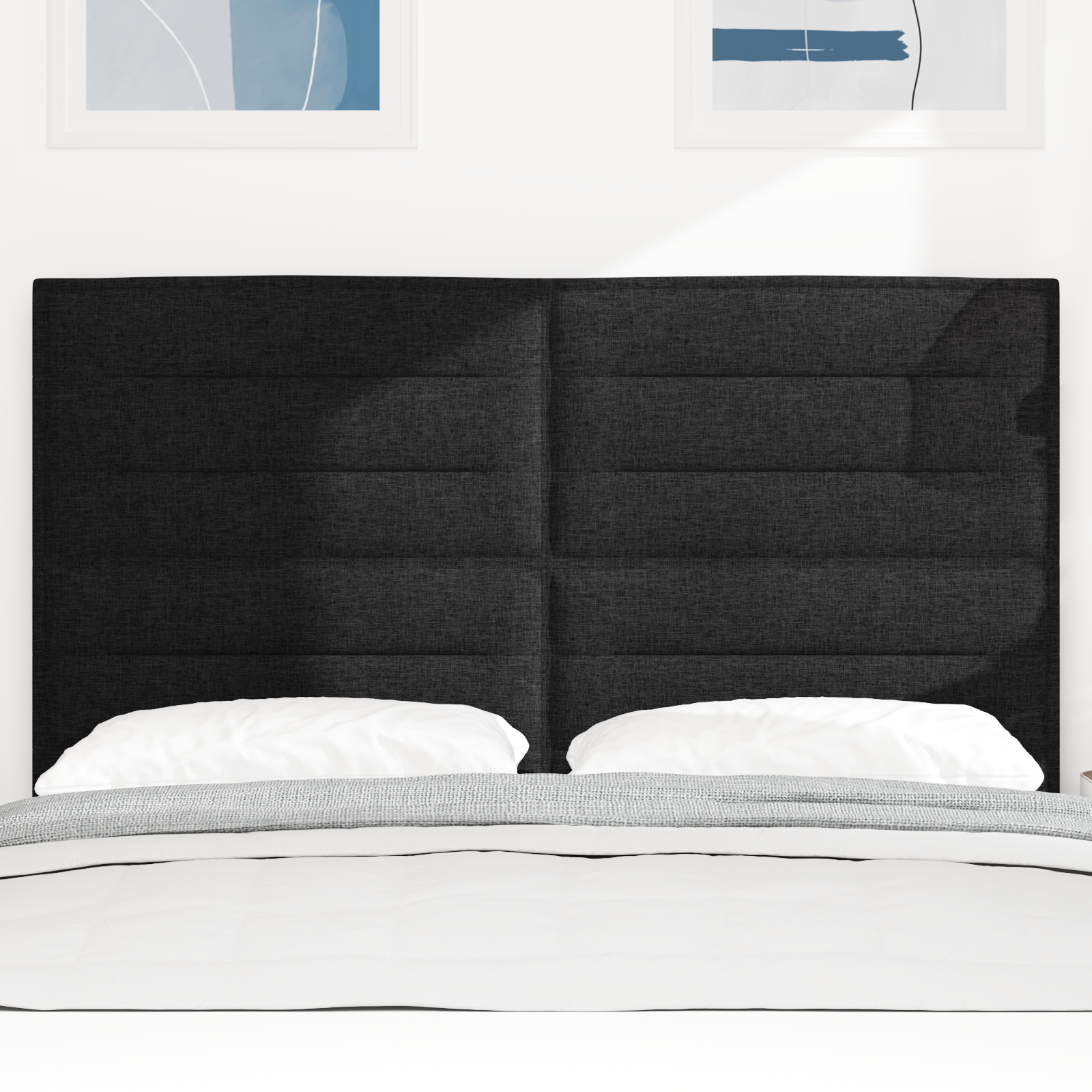 vidaXL Cap de Pat LED Design Linii Negru 80 cm Țesătură