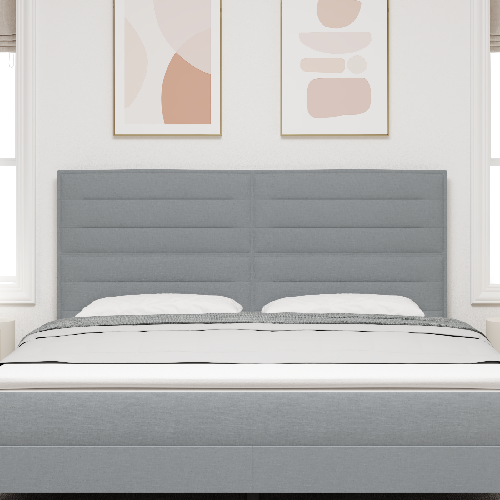 vidaXL Cap de pat LED Design Linii Gri Deschis 90 cm Țesătură
