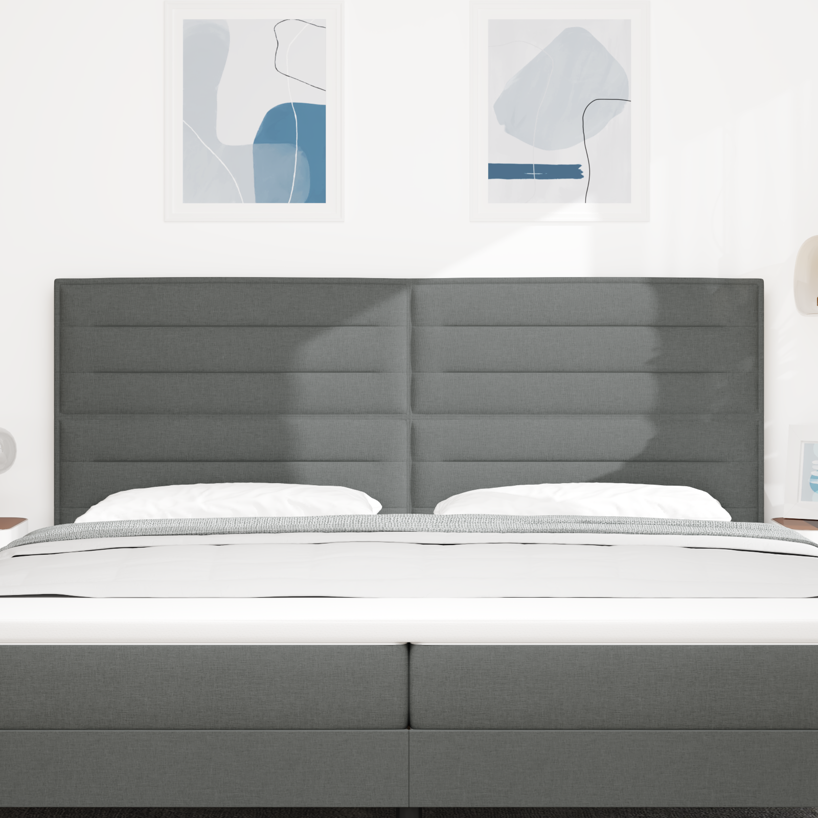 vidaXL Cap de pat cu LED-uri Design Linii Gri Închis 100 cm Țesătură vidaXL Cap de pat cu LED-uri Design Linii Gri Închis 100 cm Țesătură