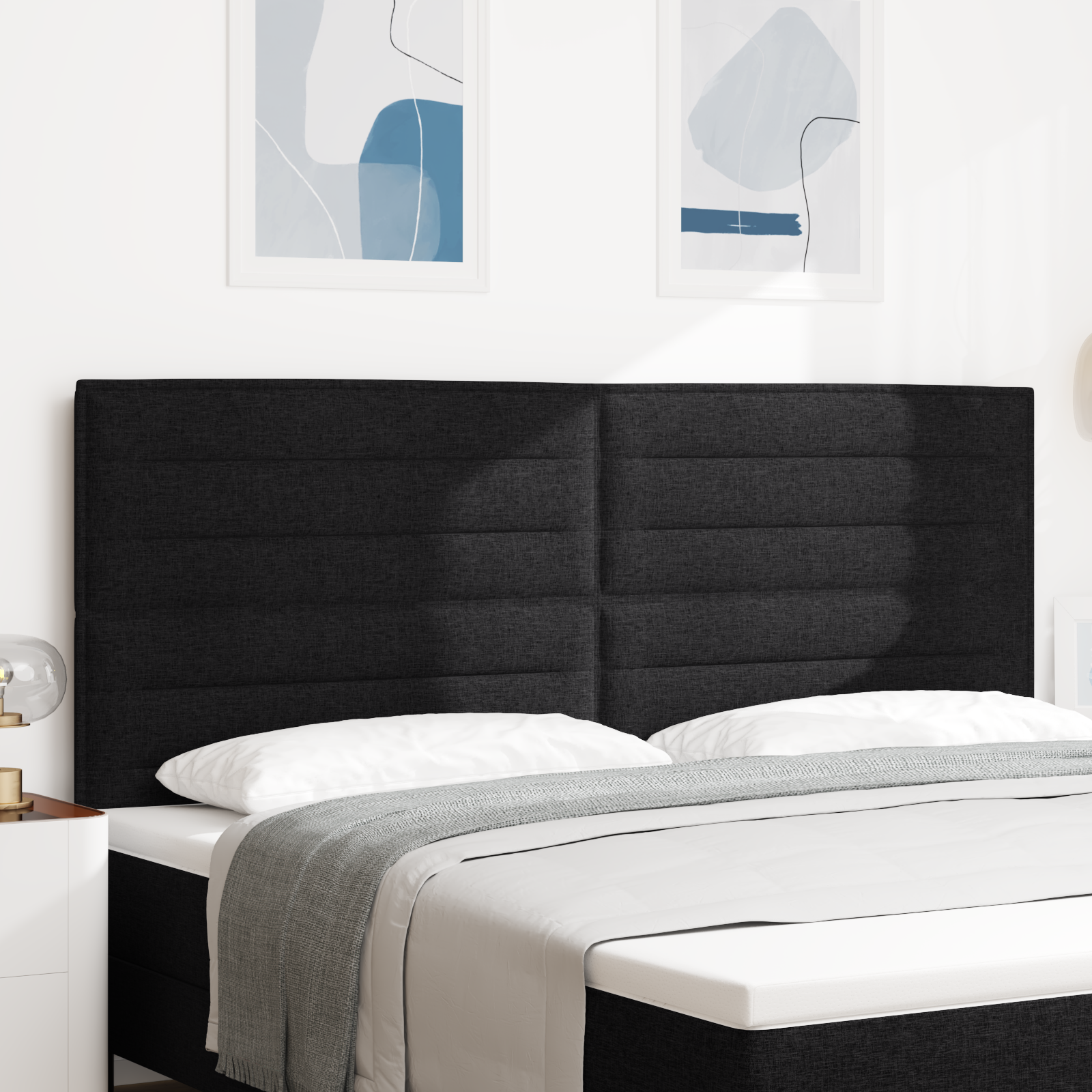 vidaXL Capitonat LED Design Linii Negru 100 cm Țesătură