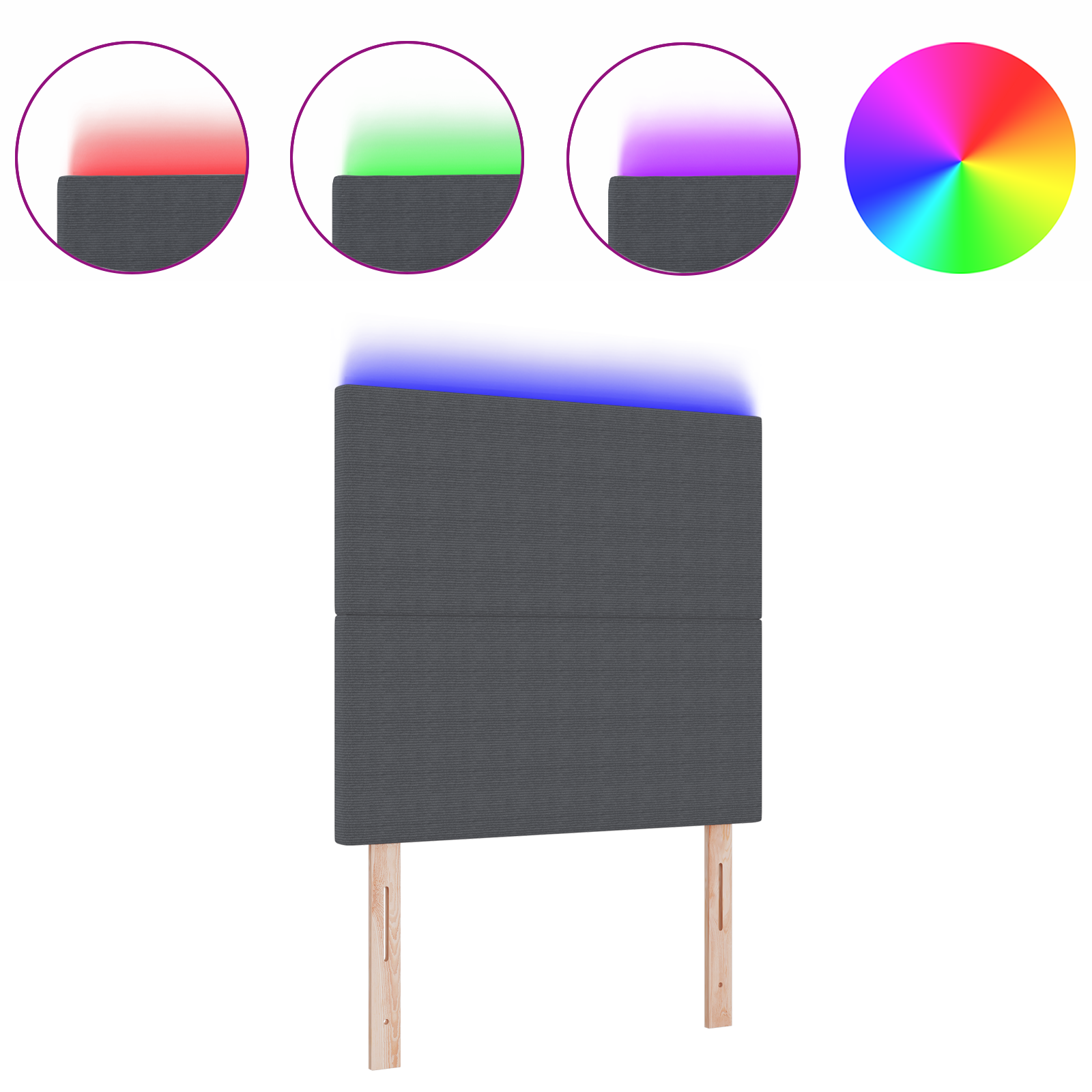 vidaXL Tăblie LED cu lumini cu bandă LED Gri închis 100 cm țesătură