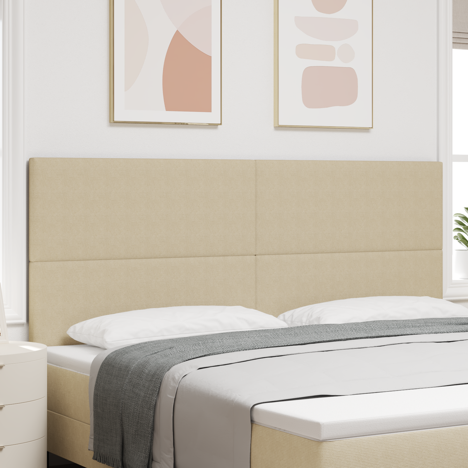 vidaXL Tăblie LED cu lumini cu bandă LED Gri verde 200 cm țesătură