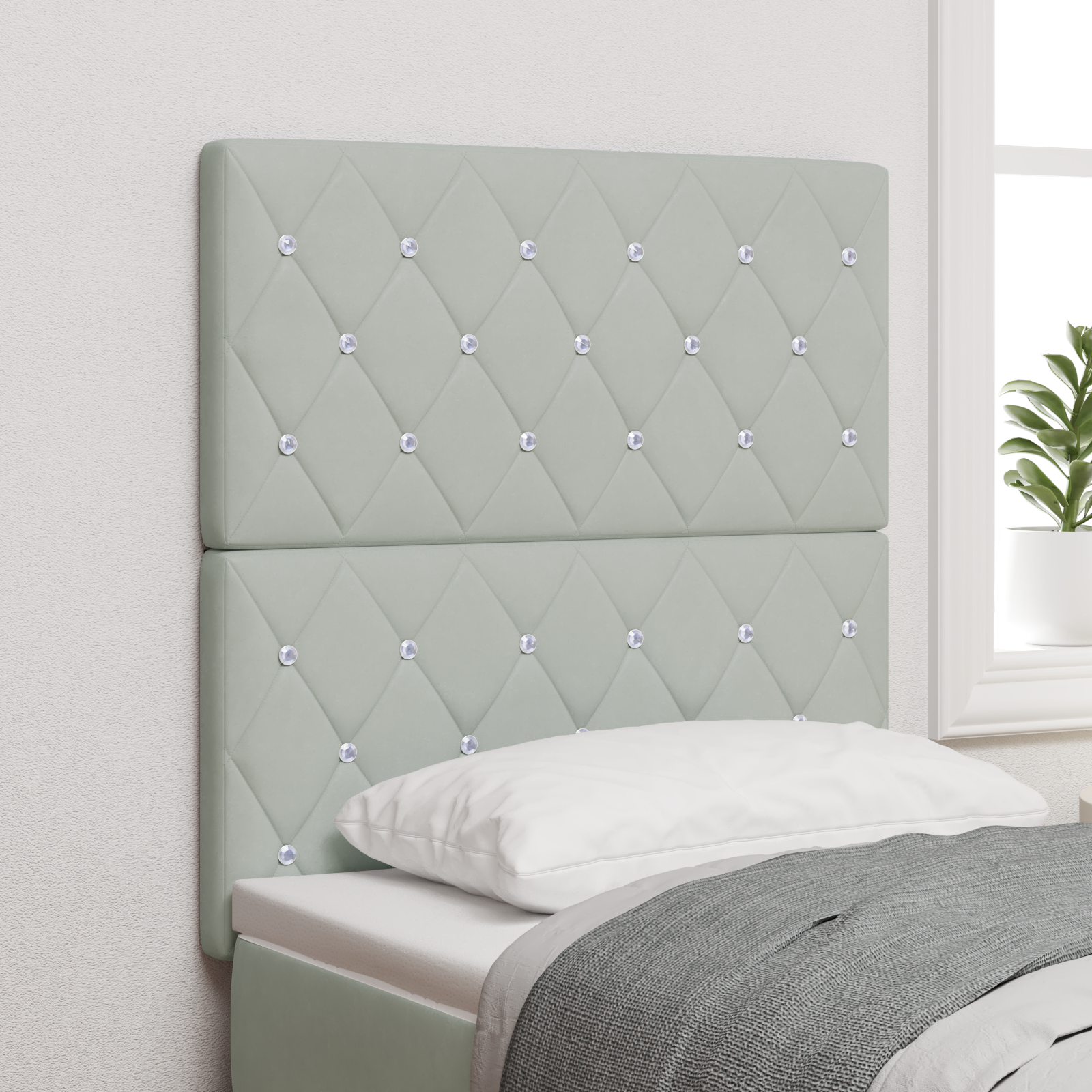 vidaXL Tête de lit LED gri deschis, 80 cm, din velur vidaXL Tête de lit LED gri deschis, 80 cm, din velur