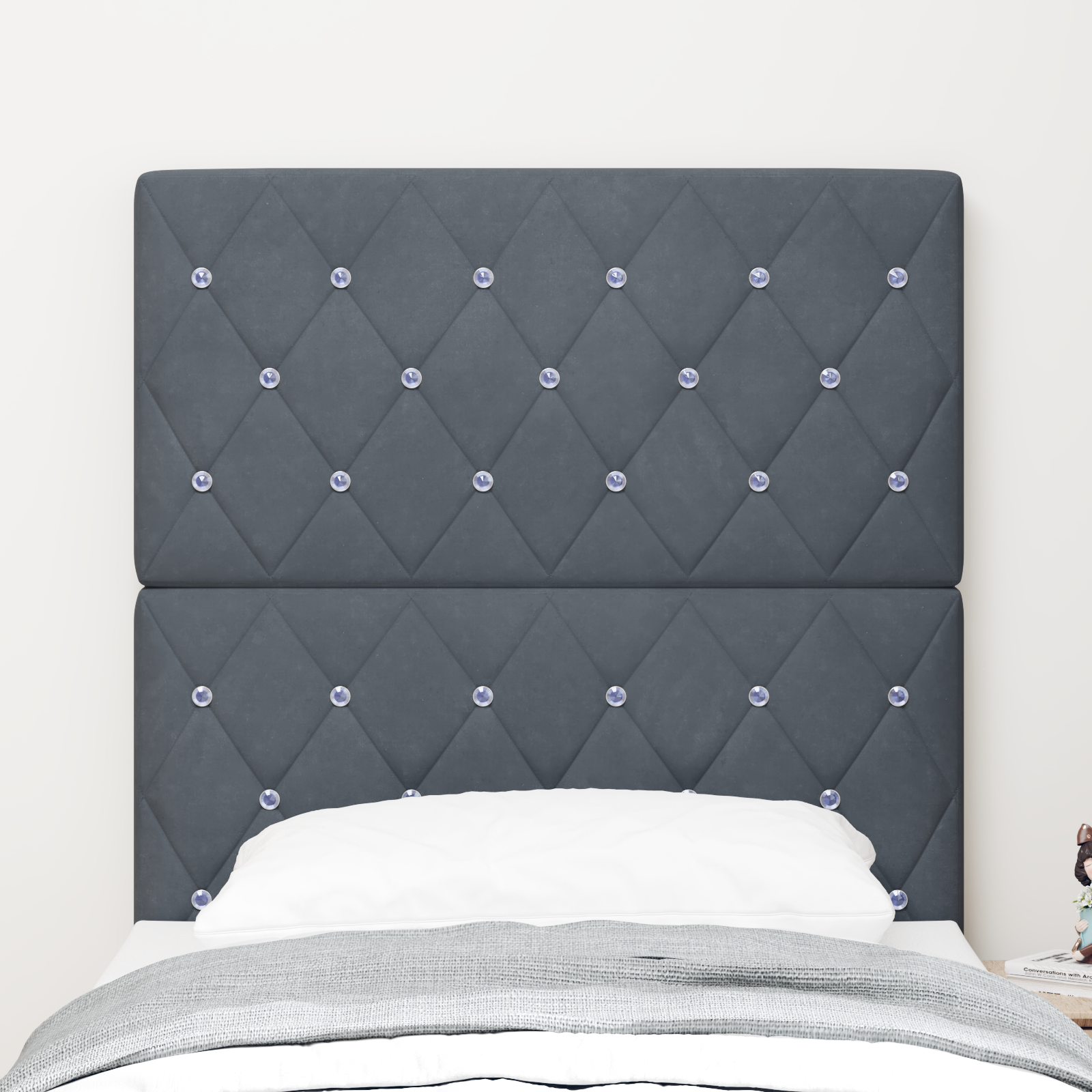 vidaXL Tăblie LED cu lumini cu bandă LED Gri închis 80 cm Catifea