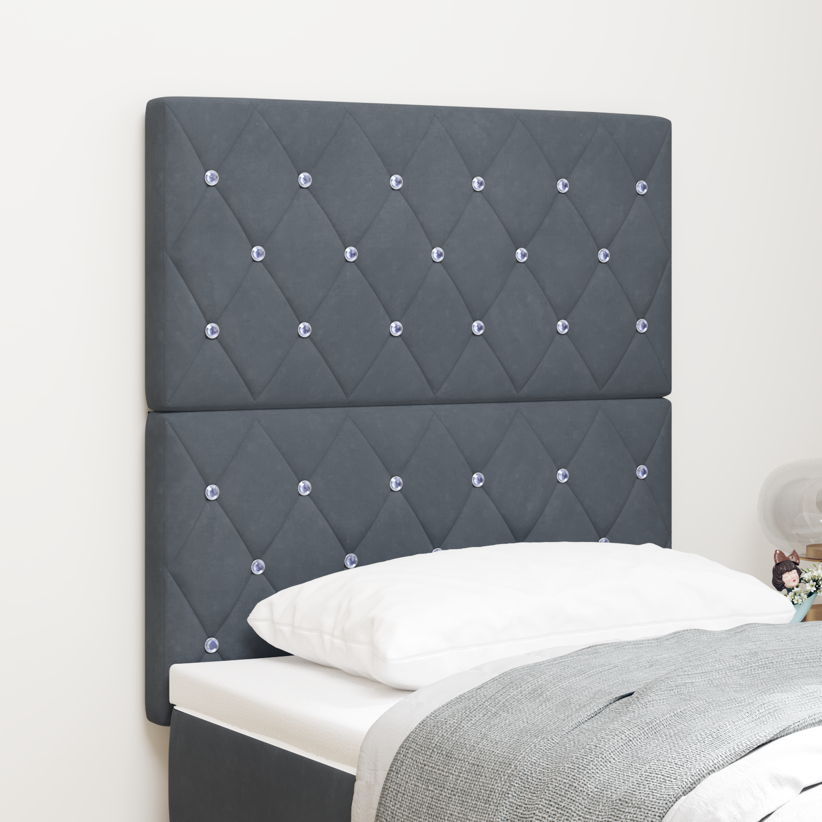 vidaXL Tăblie LED cu lumini cu bandă LED Gri închis 80 cm Catifea