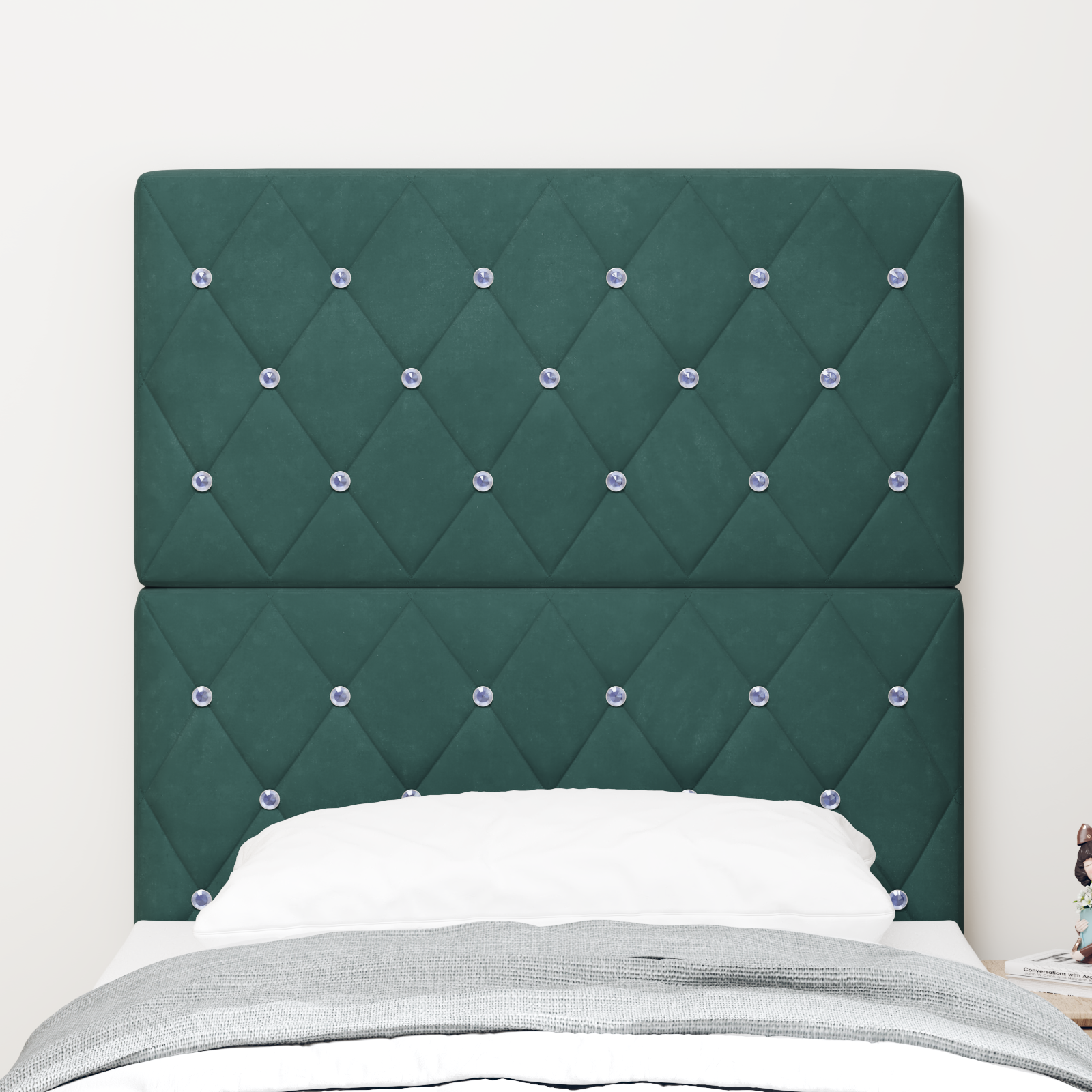 vidaXL Cap de Pat cu LED Verde Închis, 80 cm, Tapițat