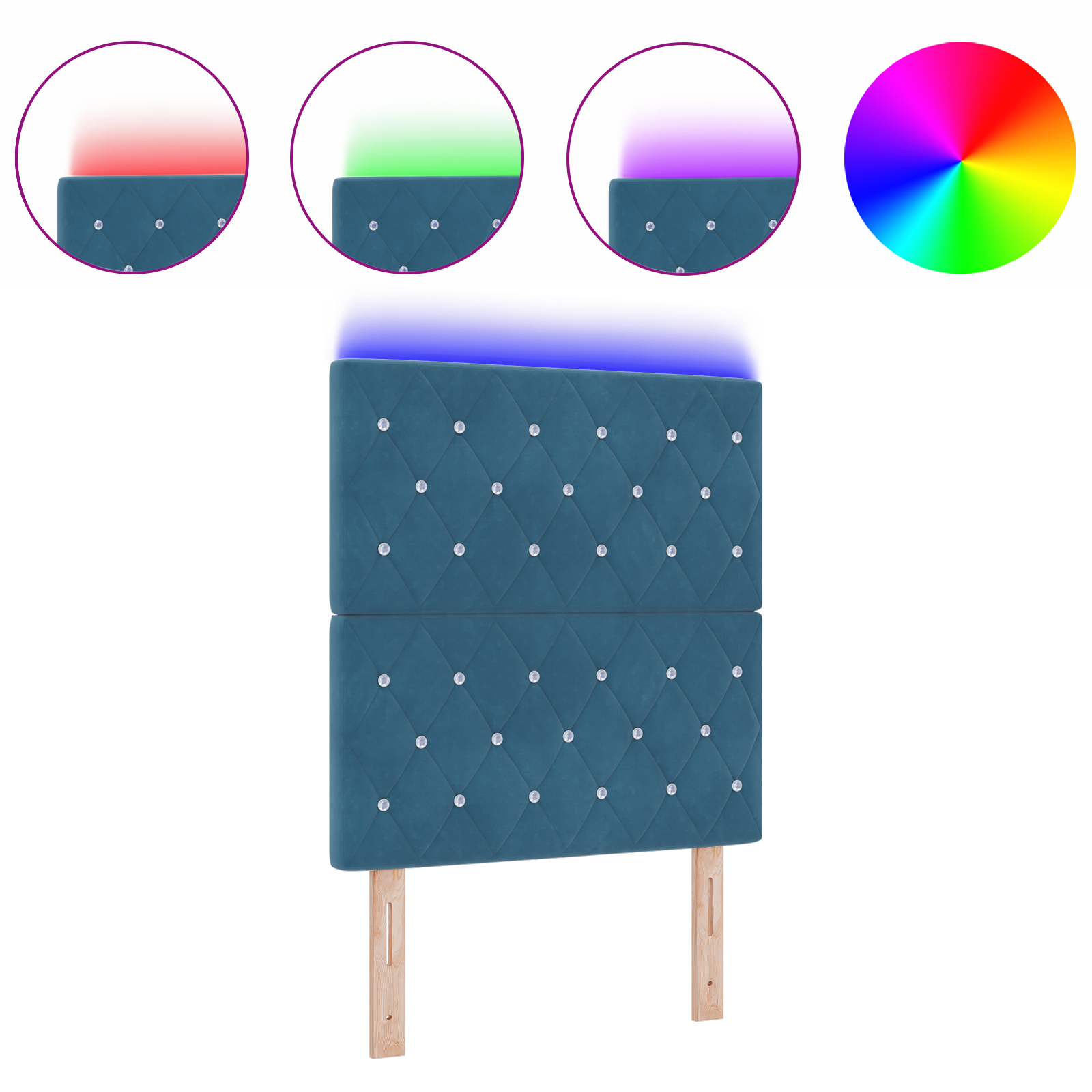 vidaXL Tête de lit LED albastru închis, 80 cm, din catifea vidaXL Tête de lit LED albastru închis, 80 cm, din catifea