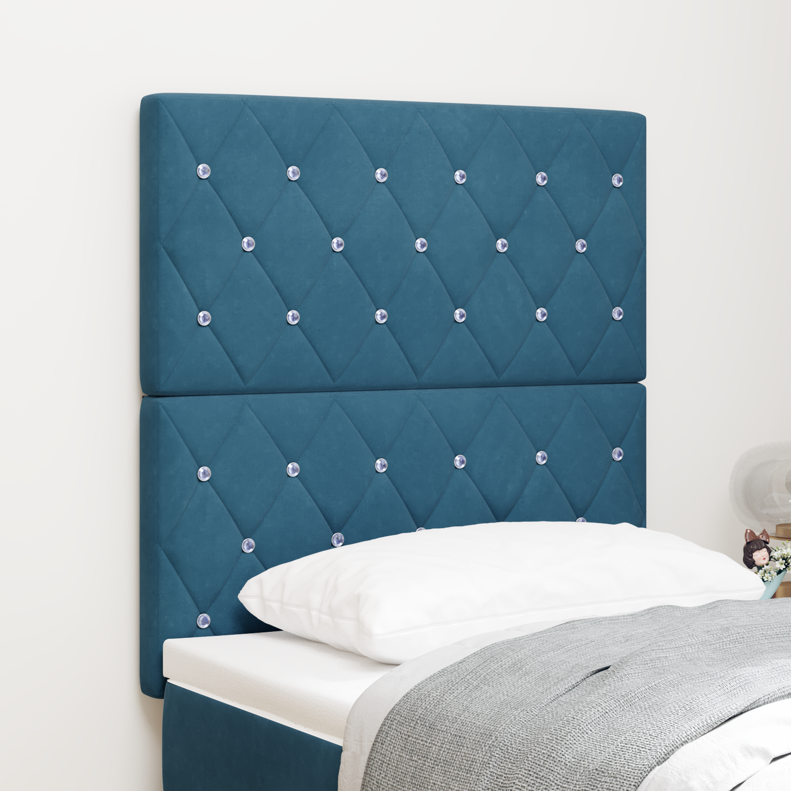 vidaXL Tête de lit LED albastru închis, 80 cm, din catifea vidaXL Tête de lit LED albastru închis, 80 cm, din catifea