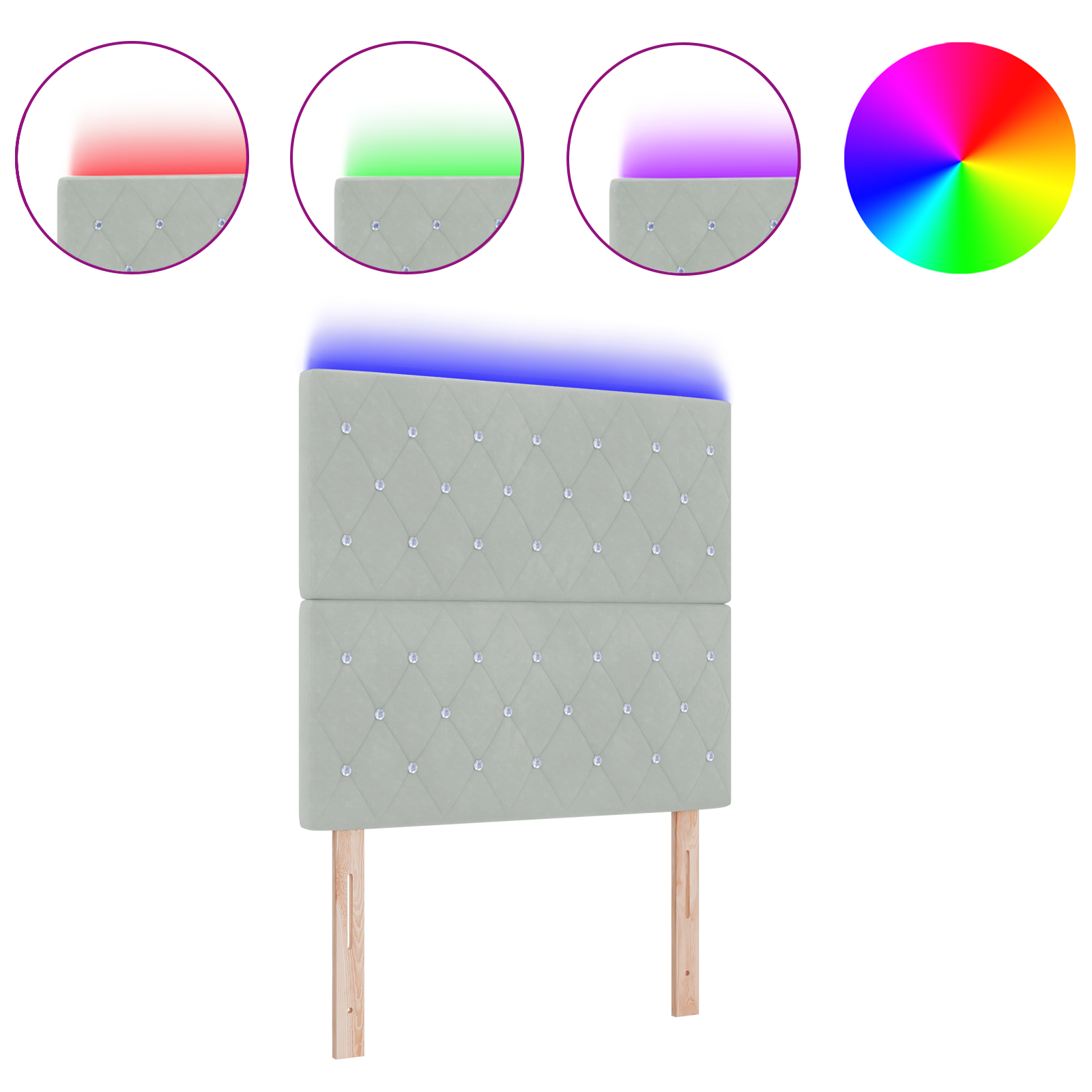 vidaXL Cap de pat LED gri deschis, 100 cm, din catifea vidaXL Cap de pat LED gri deschis, 100 cm, din catifea