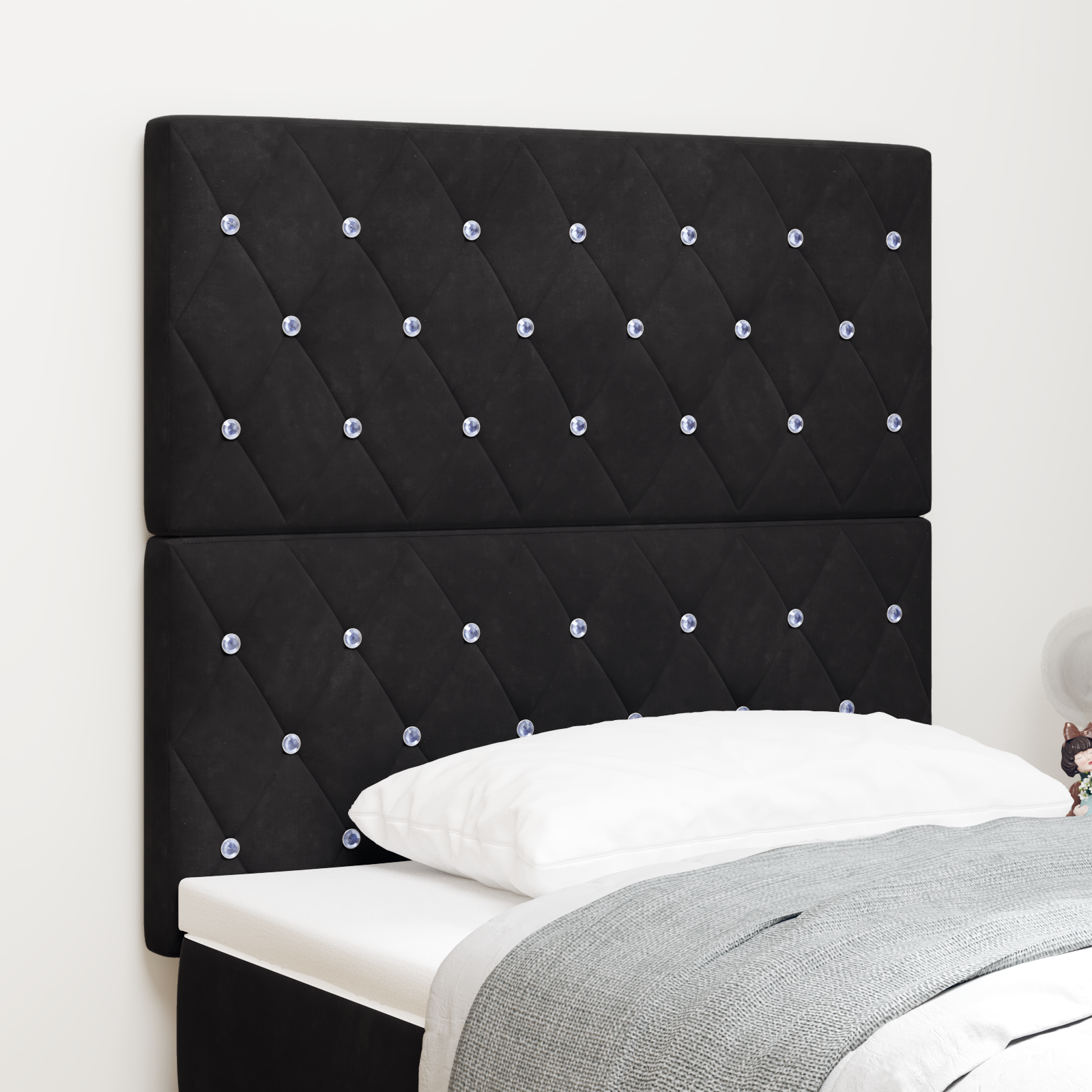 vidaXL Cap de pat LED negru de 100 cm din catifea vidaXL Cap de pat LED negru de 100 cm din catifea