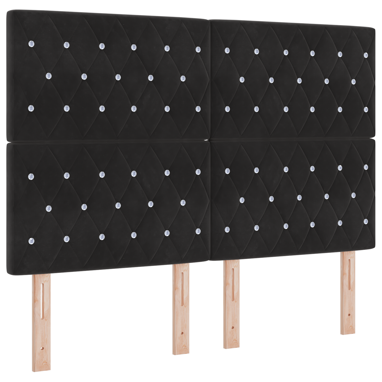 vidaXL Tăblie LED cu lumini cu bandă LED Argyle Negru 144 cm Catifea vidaXL Tăblie LED cu lumini cu bandă LED Argyle Negru 144 cm Catifea