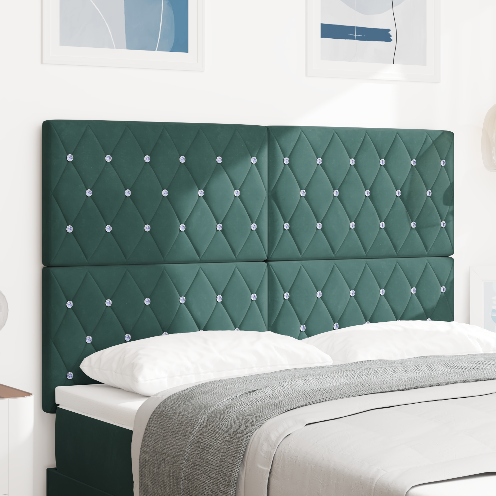 vidaXL Cap de pat LED verde închis 72 cm din catifea vidaXL Cap de pat LED verde închis 72 cm din catifea