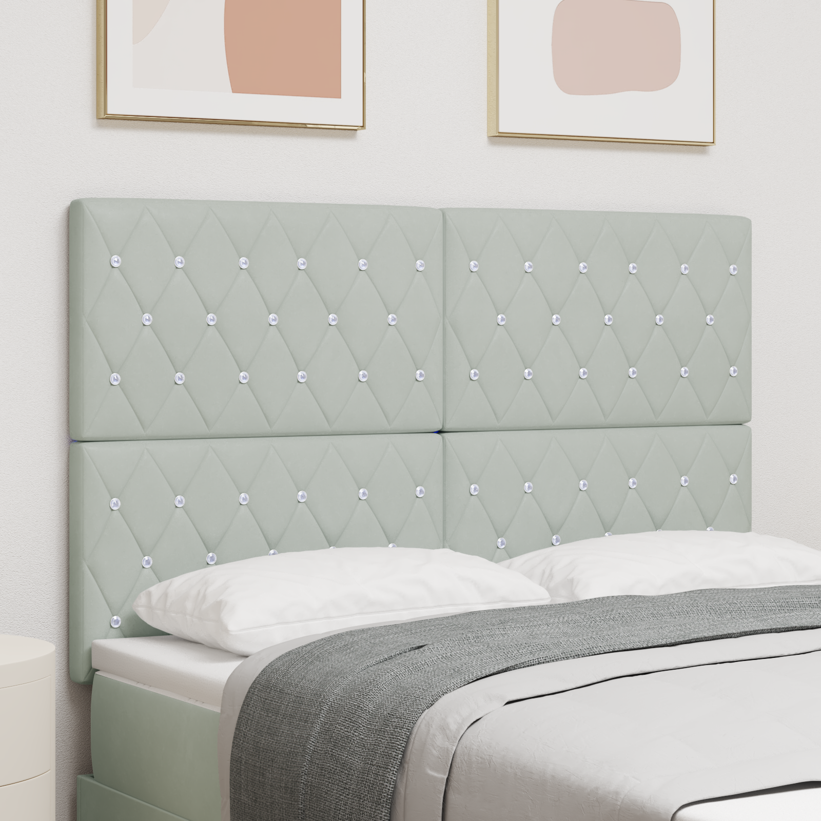 vidaXL Tăblie LED cu lumini cu bandă LED Gri deschis 80 cm Catifea