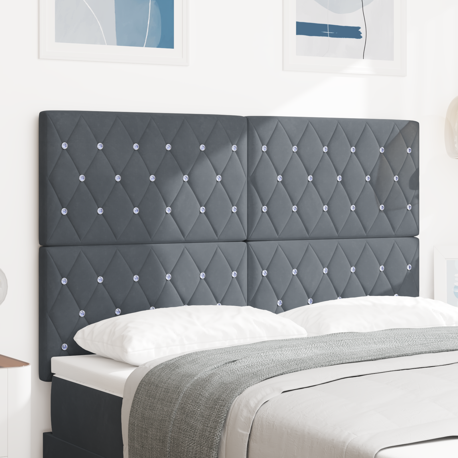 vidaXL Tetedă LED gri închis, 80 cm, din catifea vidaXL Tetedă LED gri închis, 80 cm, din catifea