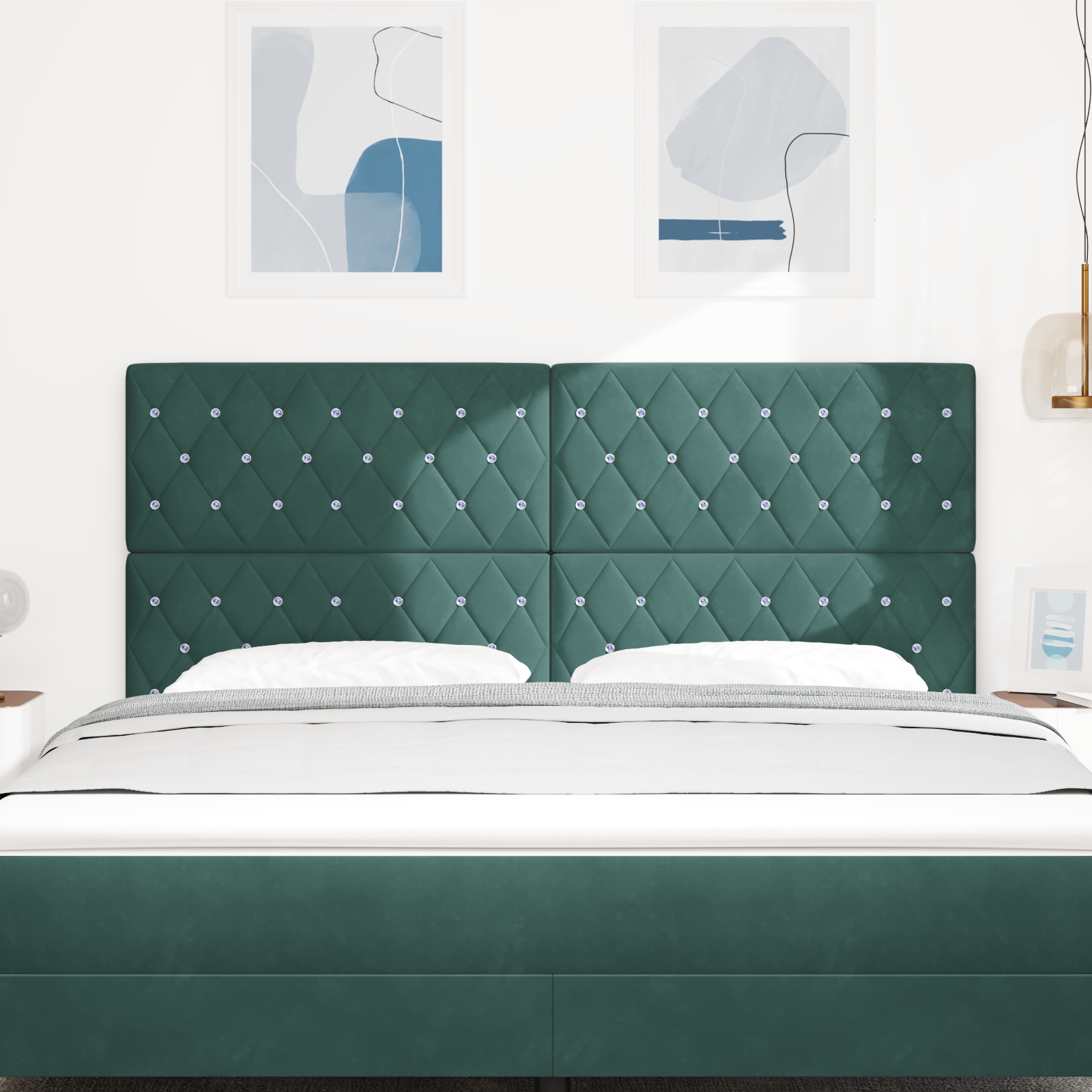 vidaXL Tăblie LED cu lumini cu bandă LED Verde închis 90 cm Catifea