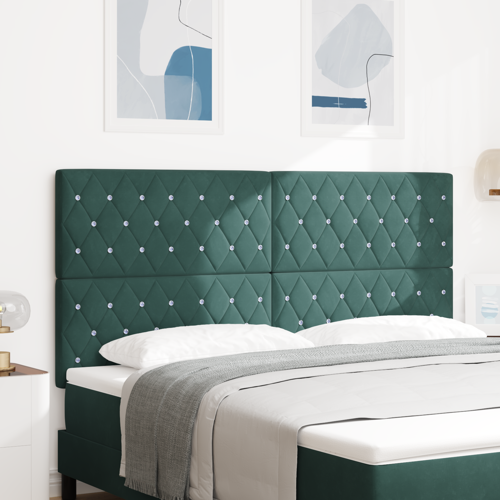 vidaXL Tăblie LED cu lumini cu bandă LED Verde închis 90 cm Catifea