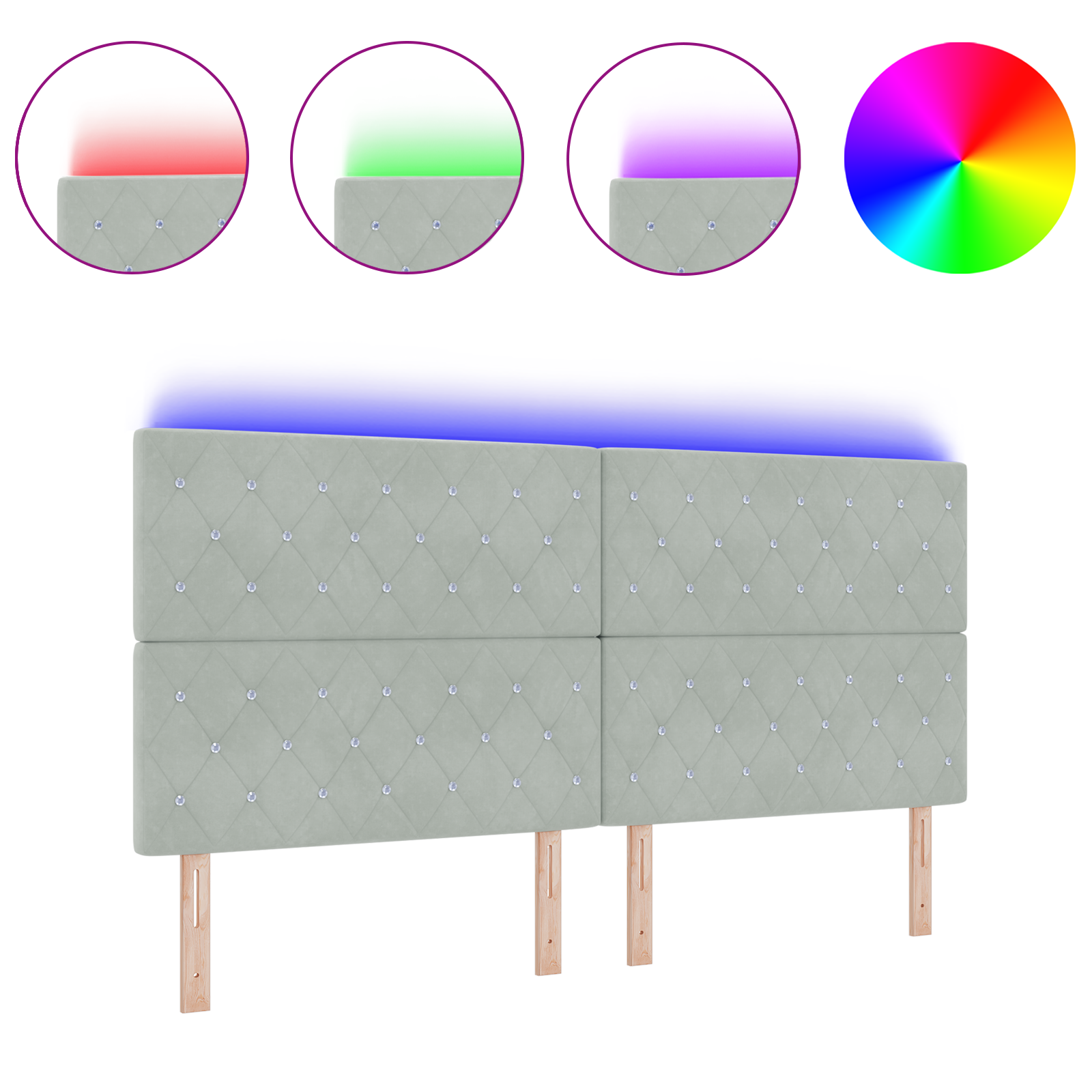 vidaXL Tăblie LED cu lumini cu bandă LED Gri deschis 100 cm Catifea