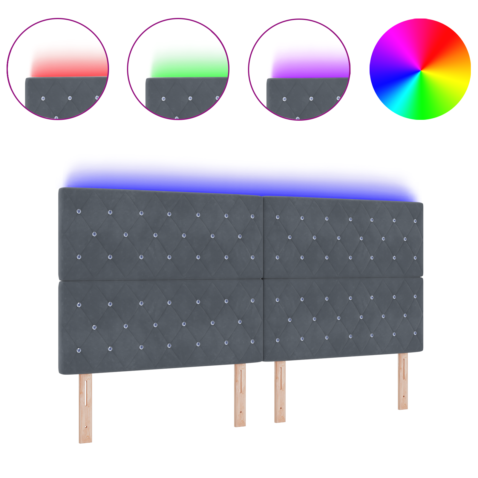 vidaXL Tăblie LED cu lumini cu bandă LED Gri închis 100 cm Catifea