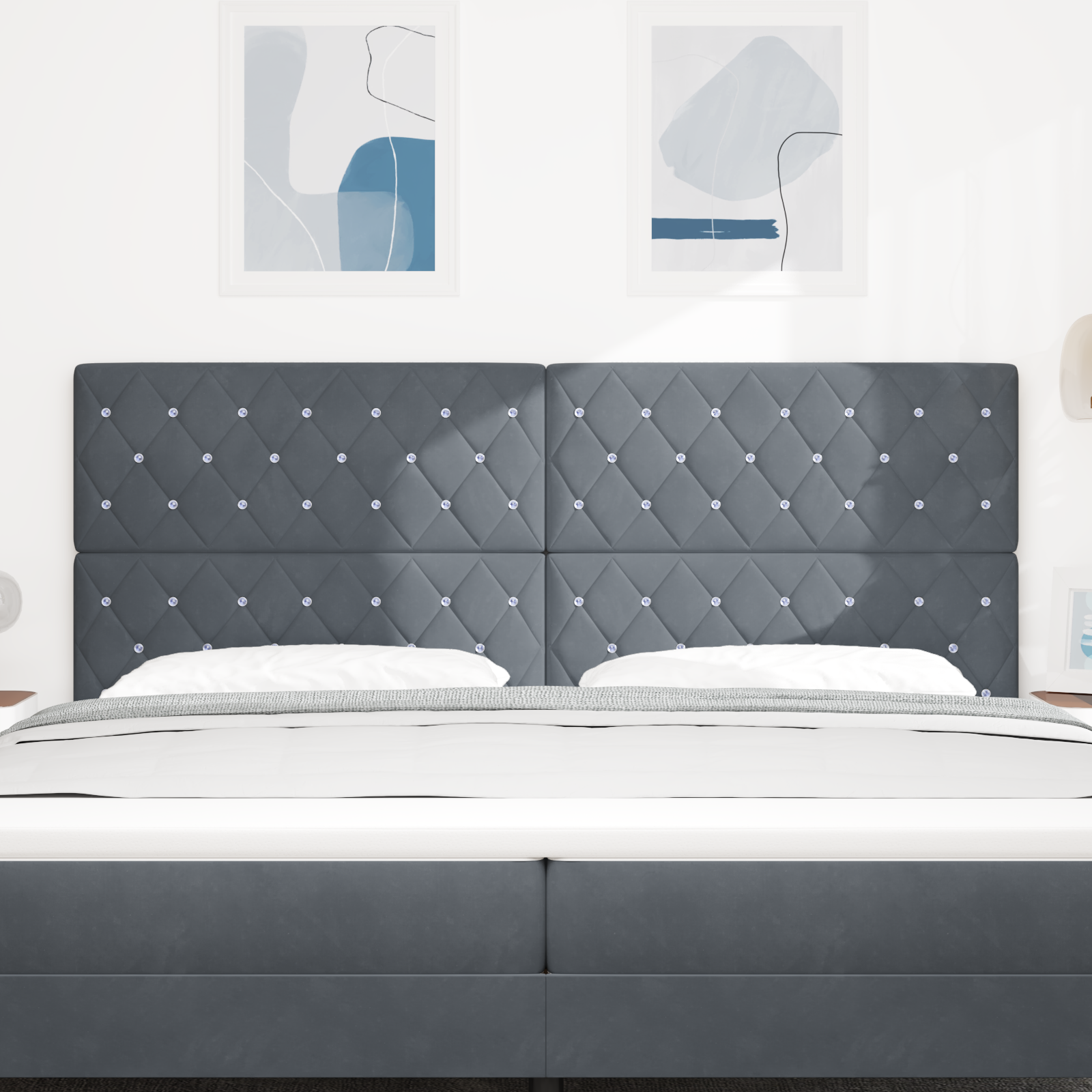 vidaXL Tăblie LED cu lumini cu bandă LED Gri închis 100 cm Catifea
