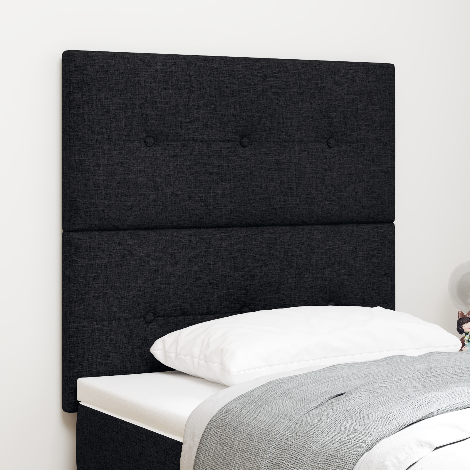vidaXL Capăt de pat LED negru, 80 cm, din țesătură vidaXL Capăt de pat LED negru, 80 cm, din țesătură